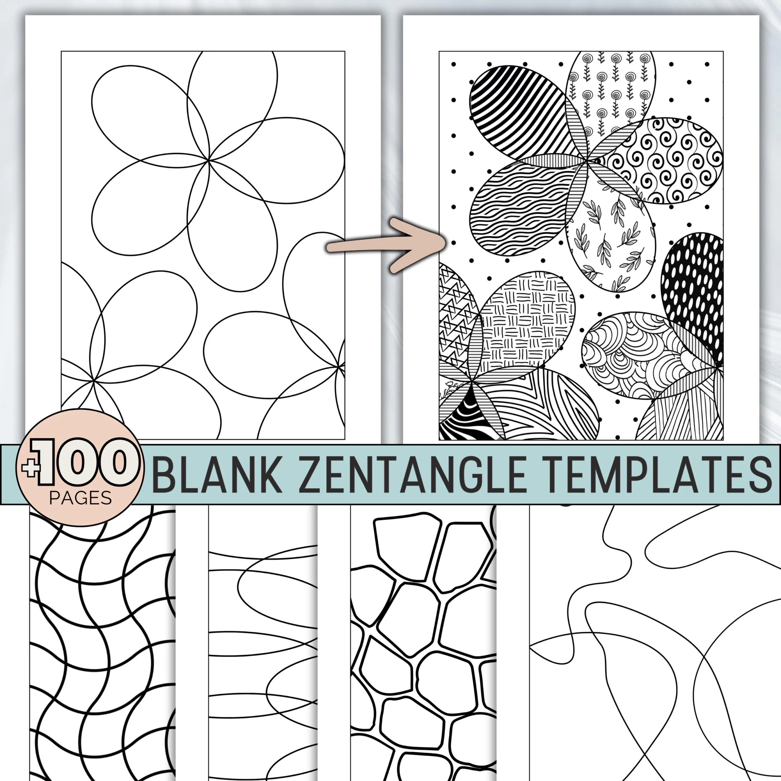 Blank Zentangle Templates Zen Doodle Practice Sheets Printable 