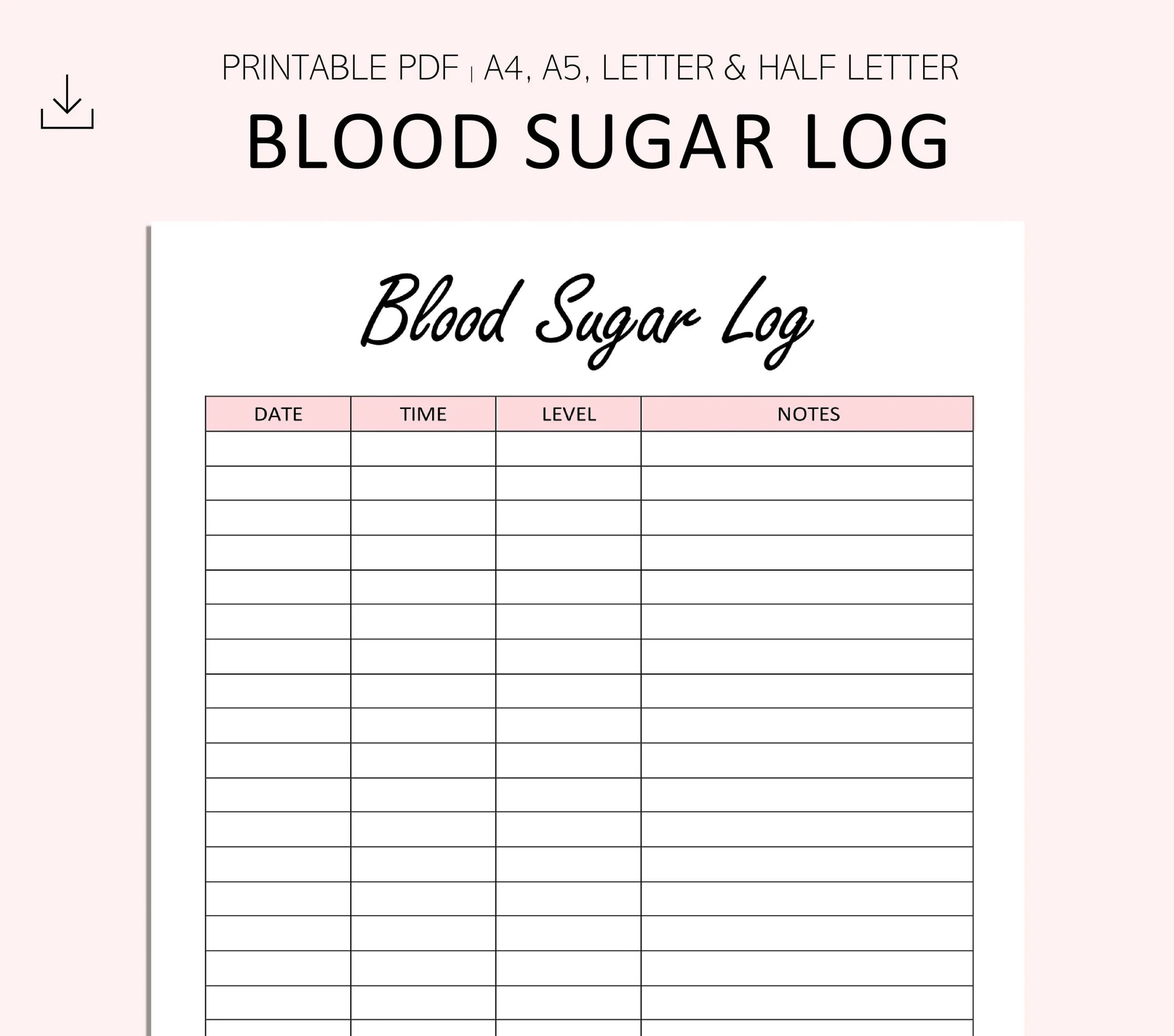 Blank Printable Blood Sugar Chart