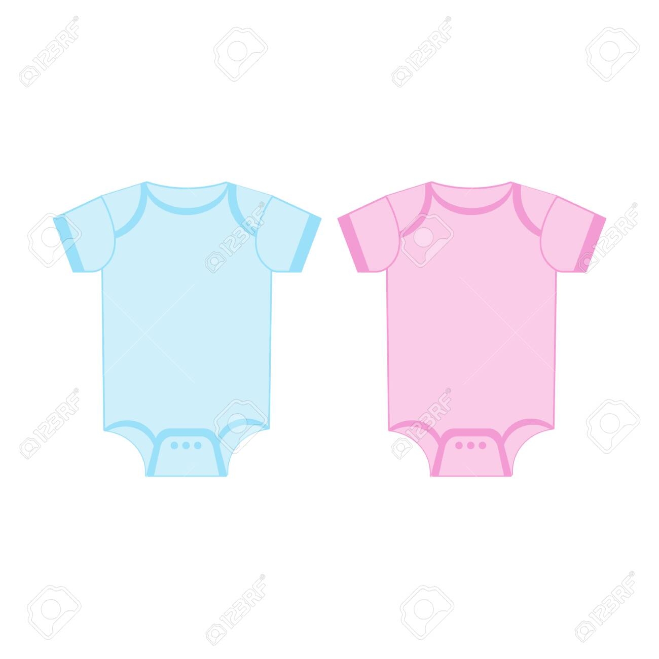 Blue And Pink Blank Baby Bodysuit Template Royalty Free SVG 