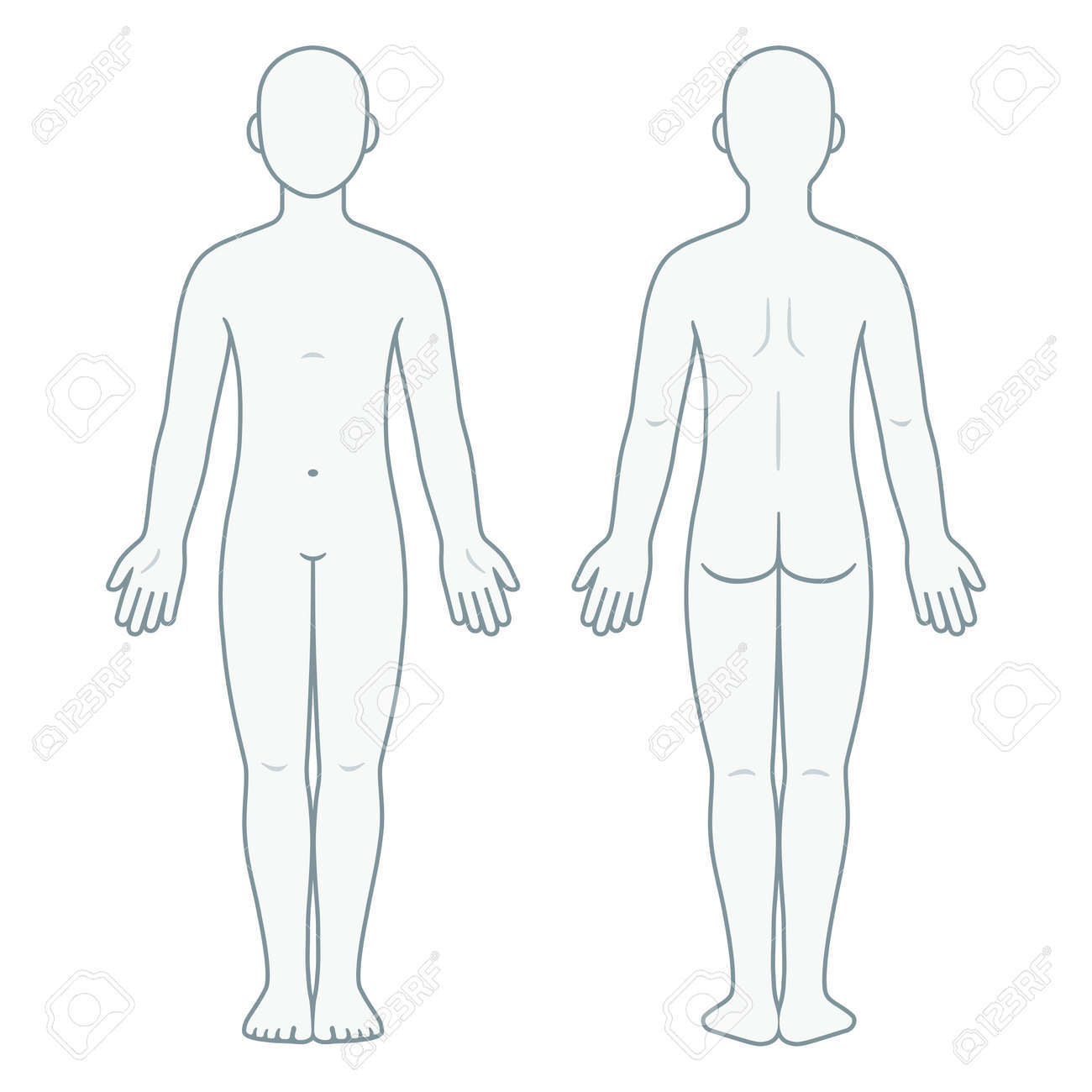 Body Chart For Medical Diagram Front And Back View Blank Unisex 