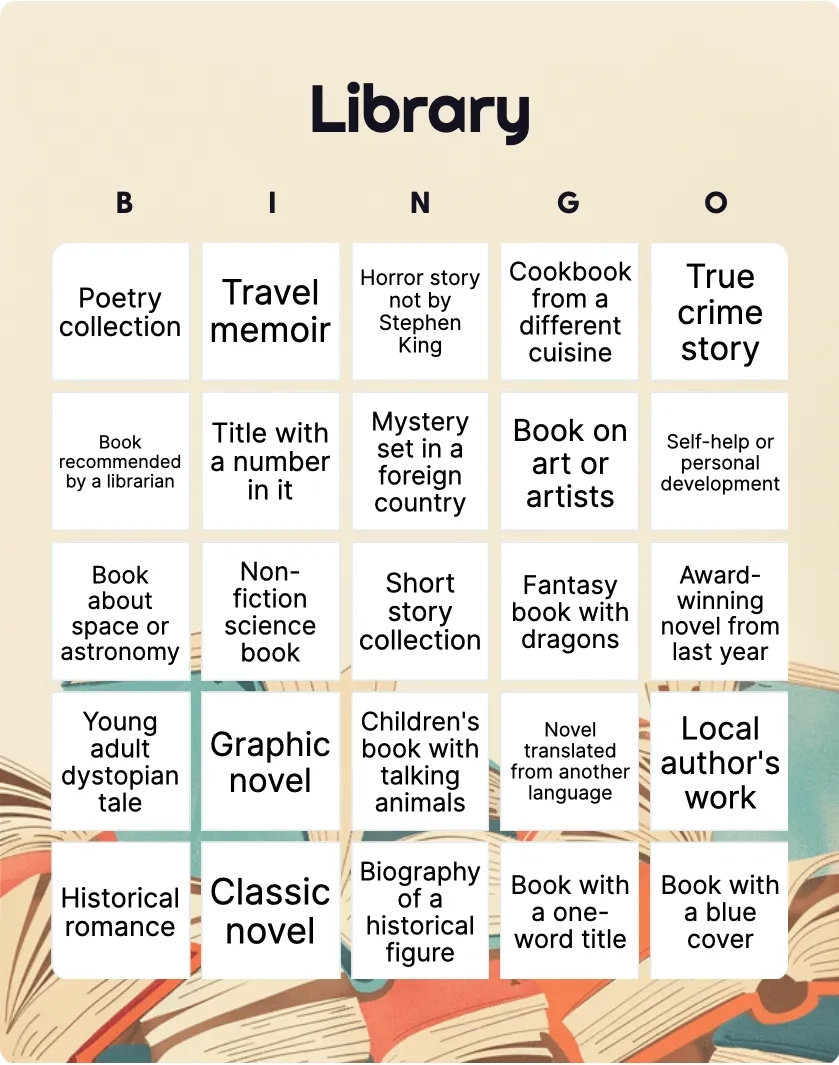 Book Bingo Printable amp Customizable Bingo Card Creator