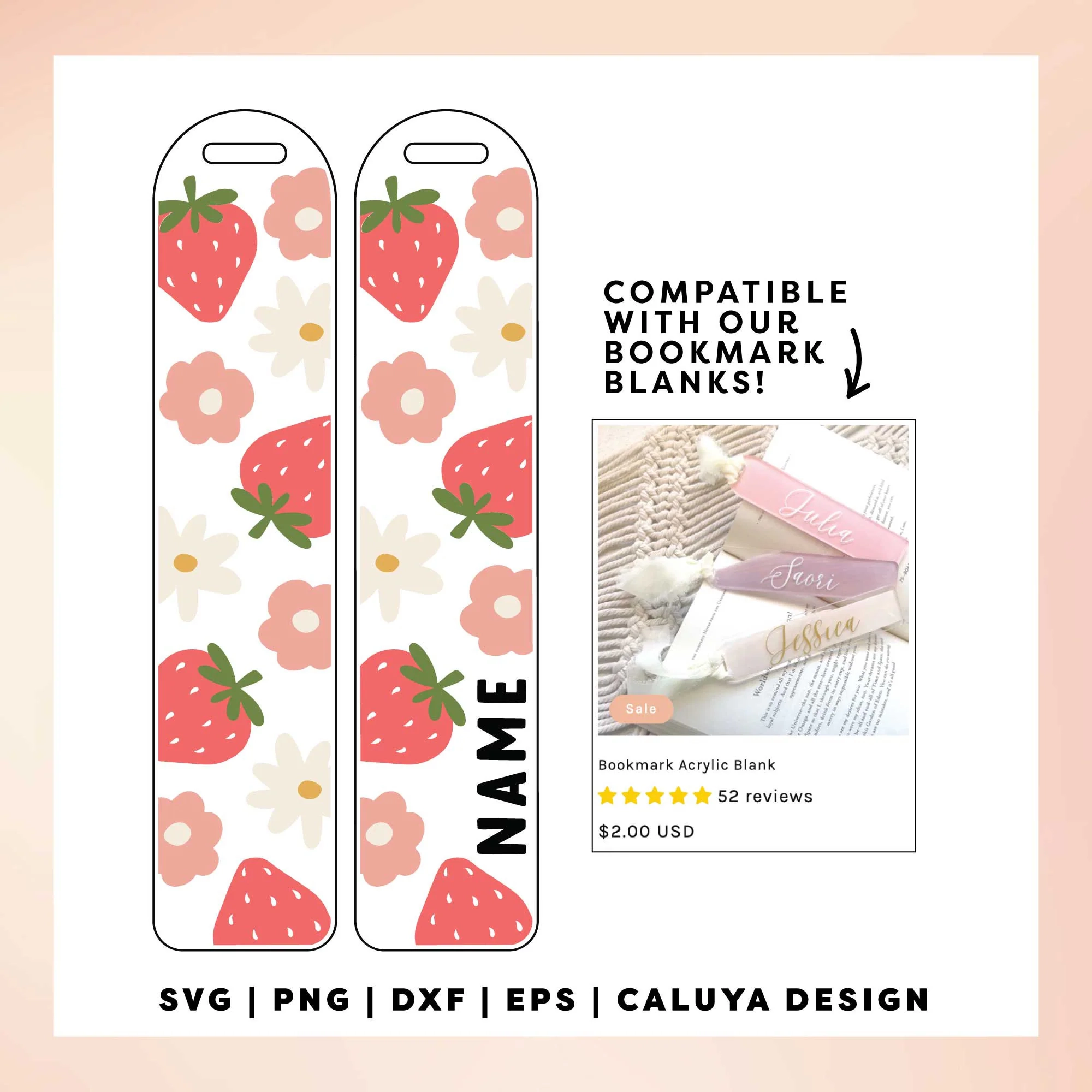 Bookmark SVG Bookmark Template SVG Cute Strawberry SVG Cute 