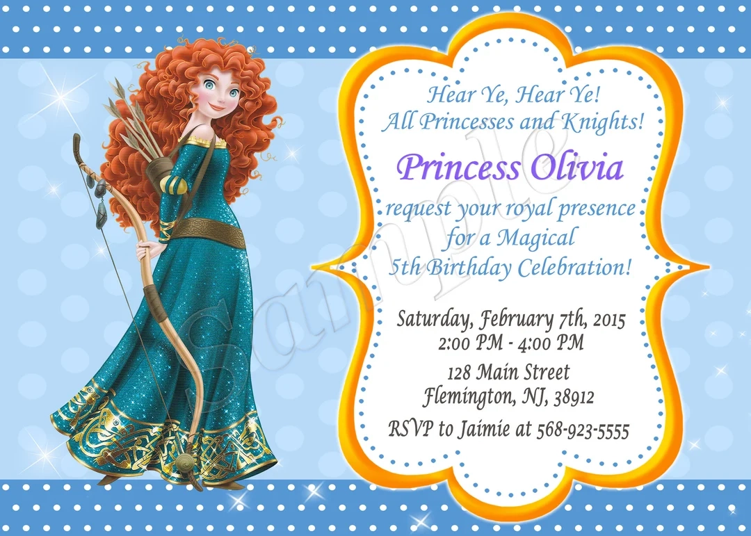 Brave Invitation Merida Invitation Princess Brave Invitation Brave 