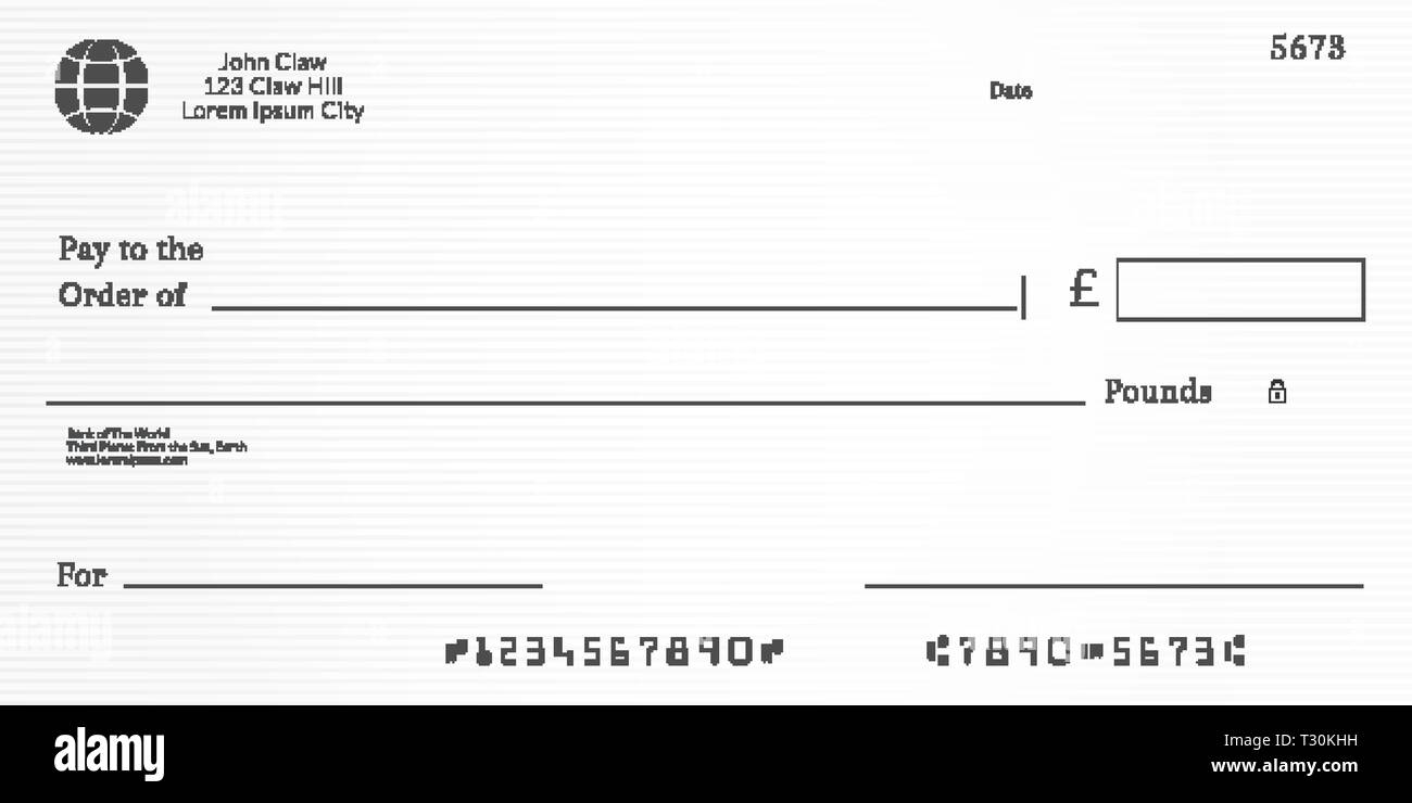 Britische Scheckheft Seite Bankscheck Vorlage Mit Pfund W hrung 