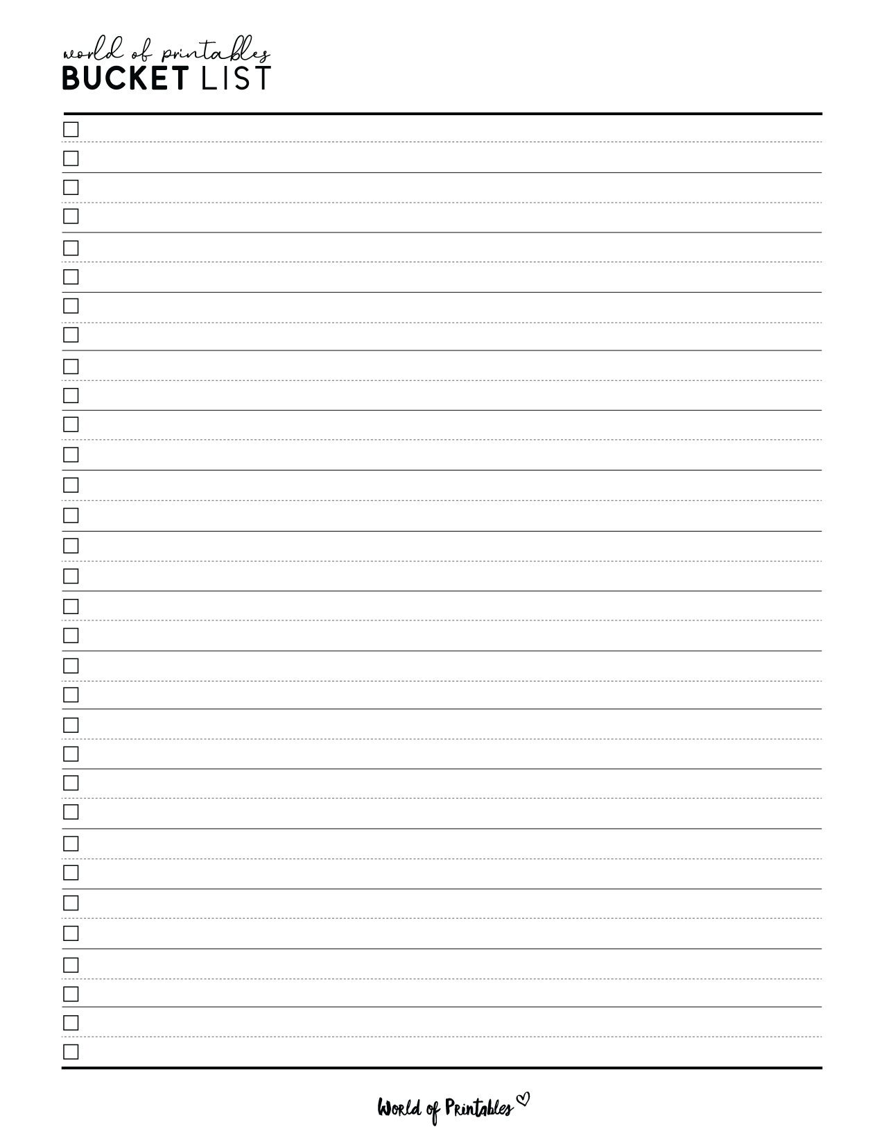 Bucket List Template 16 Inspirational Styles World Of Printables