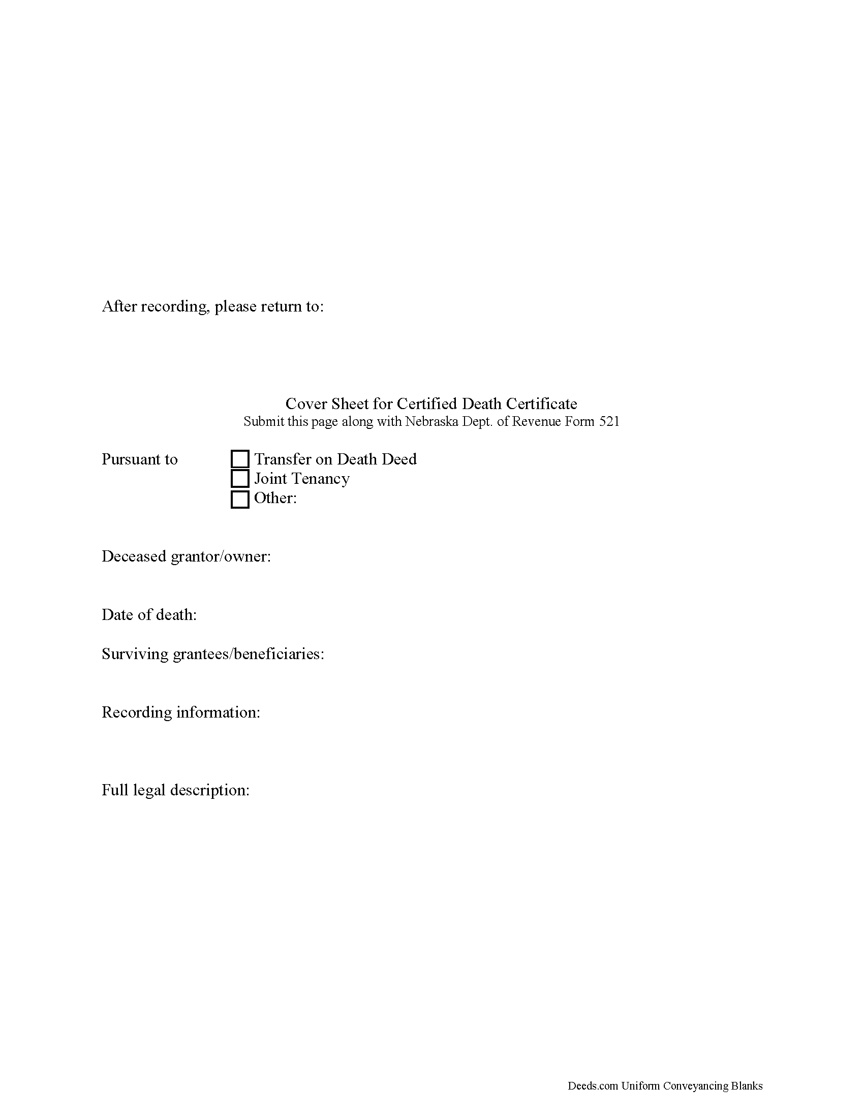Printable Blank Death Certificate Nebraska