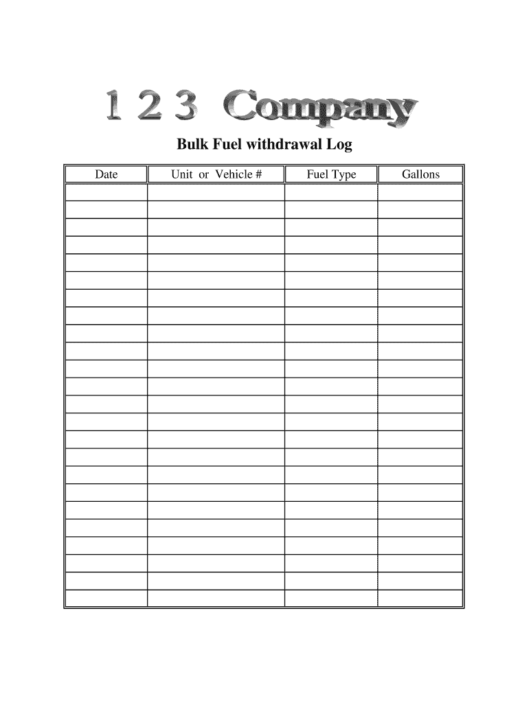 Bulk Fuel Withdrawal Log Form Fill Online Printable Fillable 