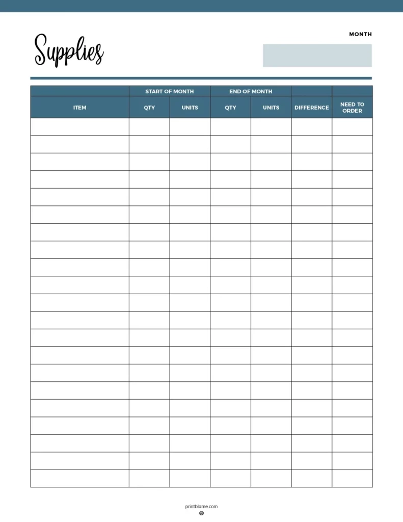 Free Printable Blank Supply List