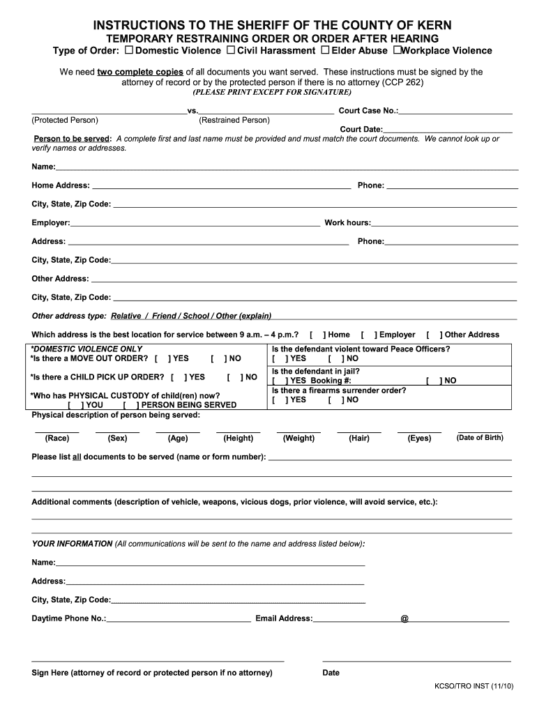 CA KCSOTRO INST Form Fill Online Printable Fillable Blank 