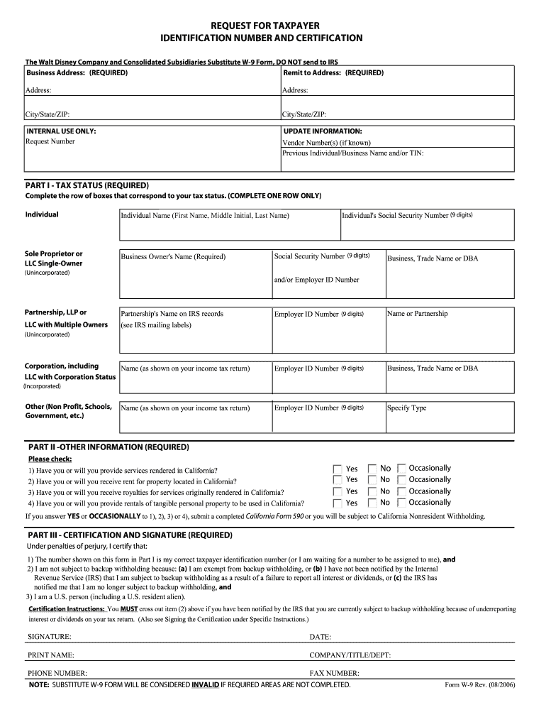 CA Substitute W 9 Form Fill Online Printable Fillable Blank 