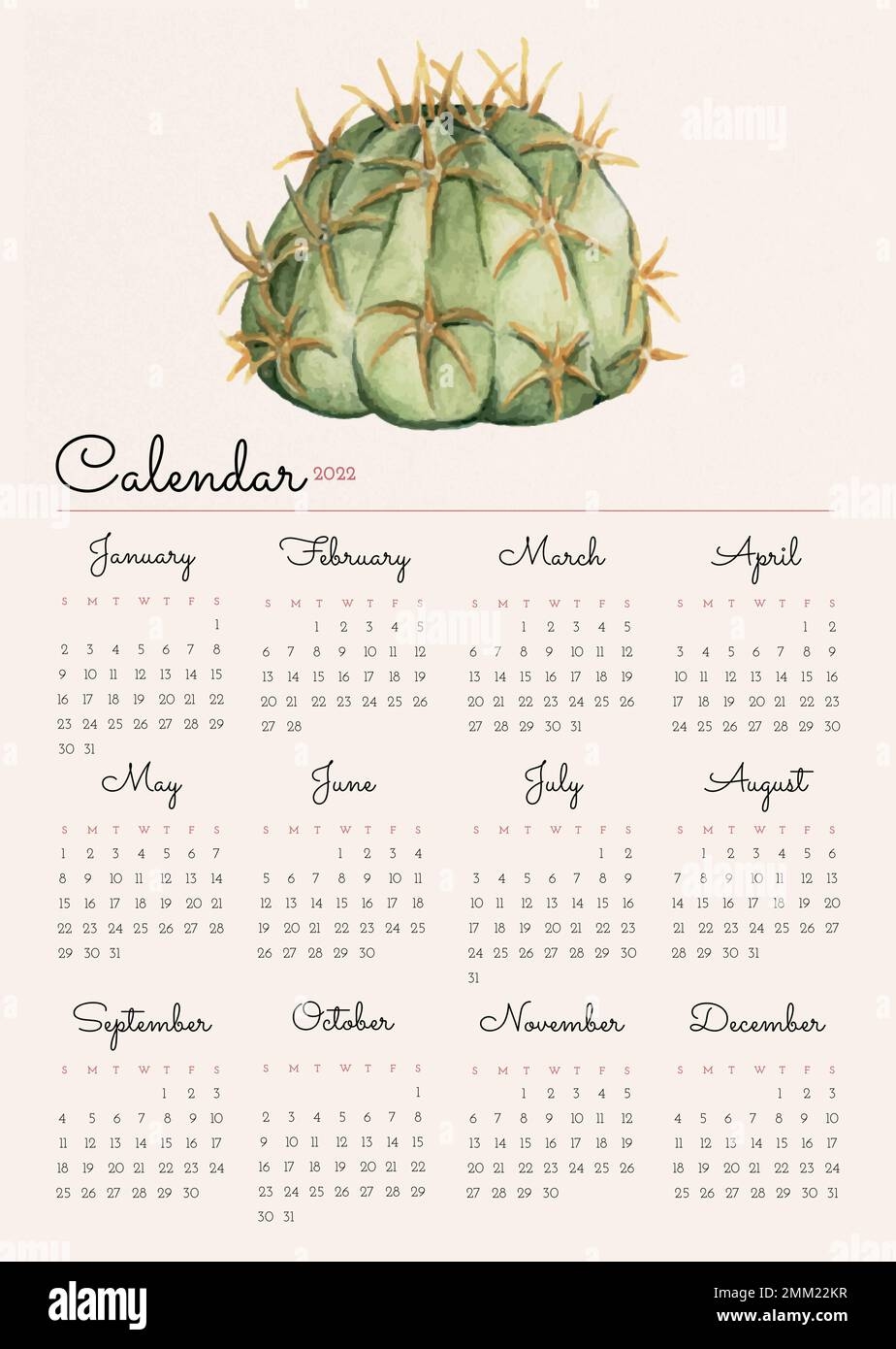 Printable Cactus Calendar Blank Month