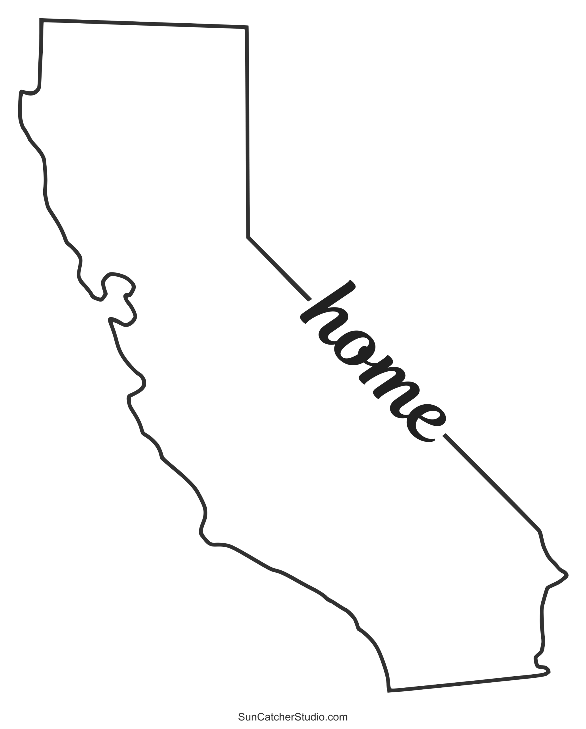California Map Outline Printable State Shape Stencil Pattern 