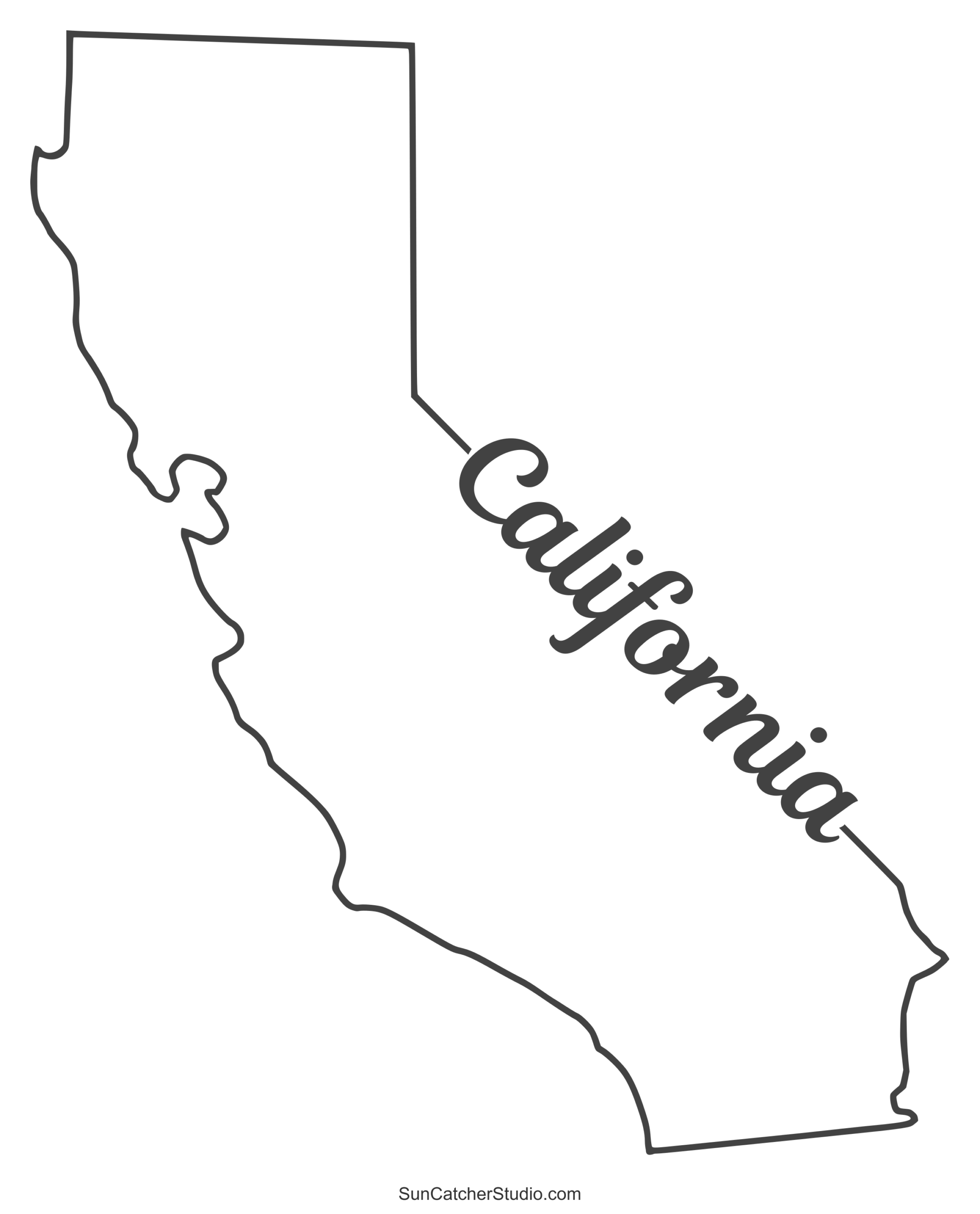 California Map Outline Printable State Shape Stencil Pattern 