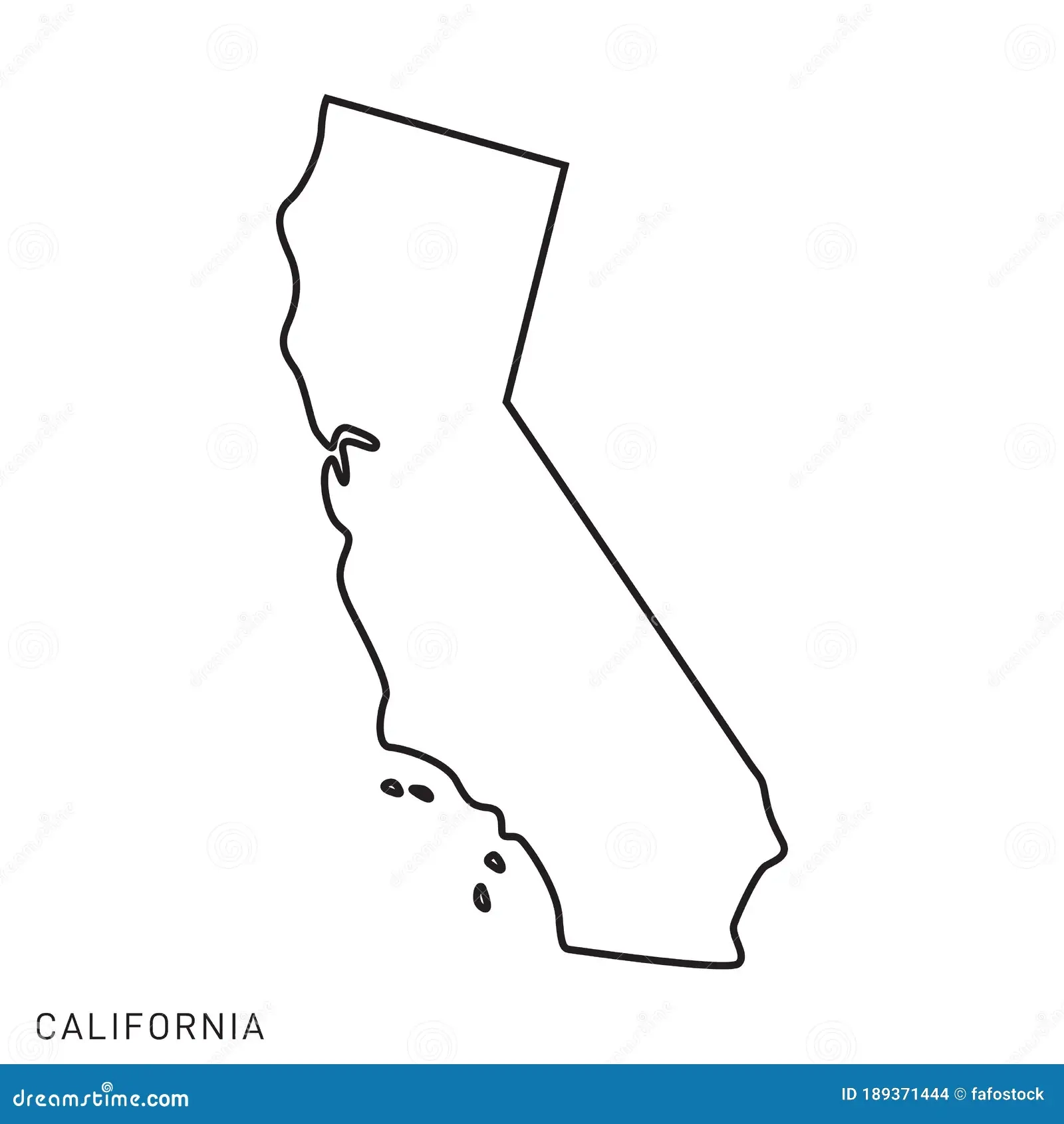 California Map Outline Vector Design Template Editable Stroke 