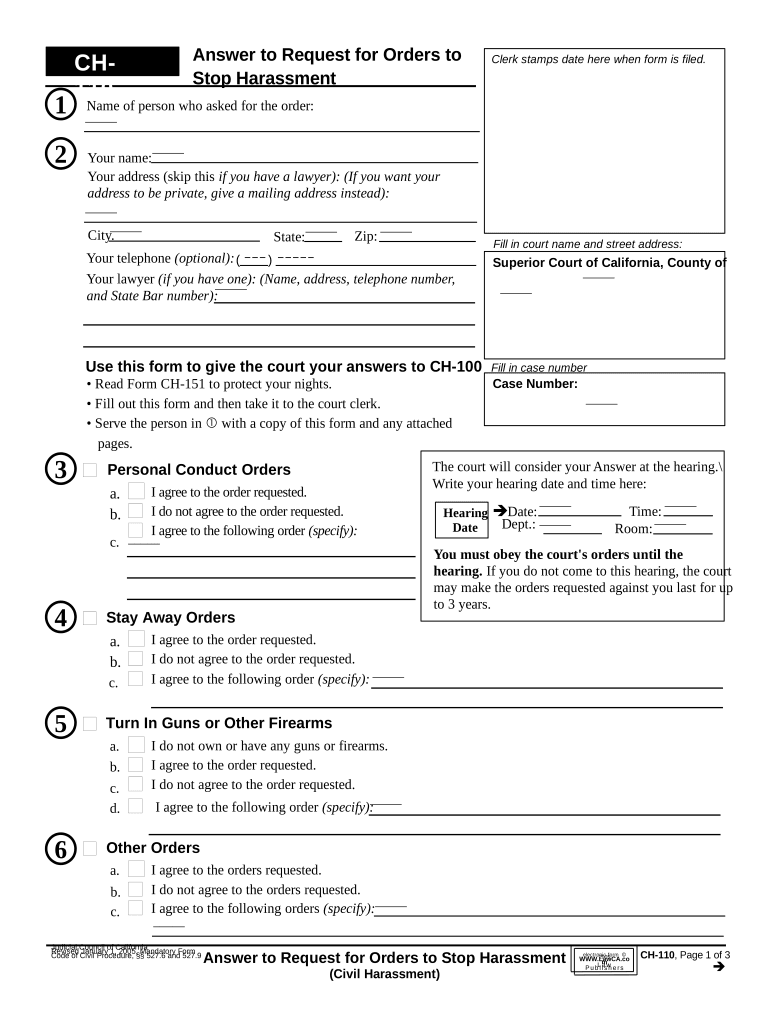 California Restraining Order Form Pre built Template AirSlate 