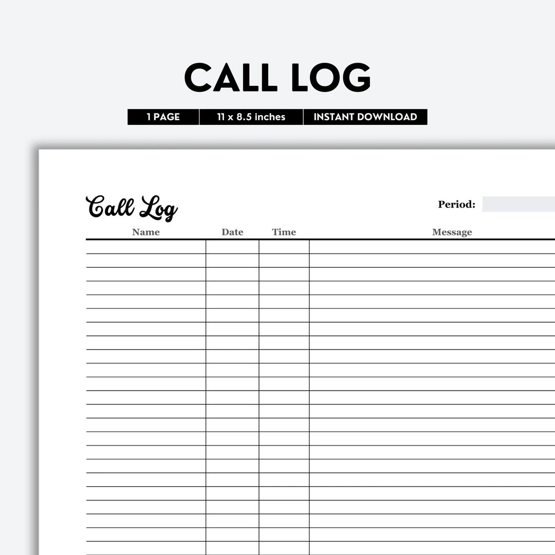 Printable Blank Call Logs