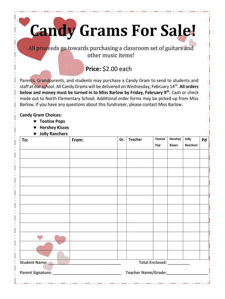 Free Blank Printable Candy Orderforms