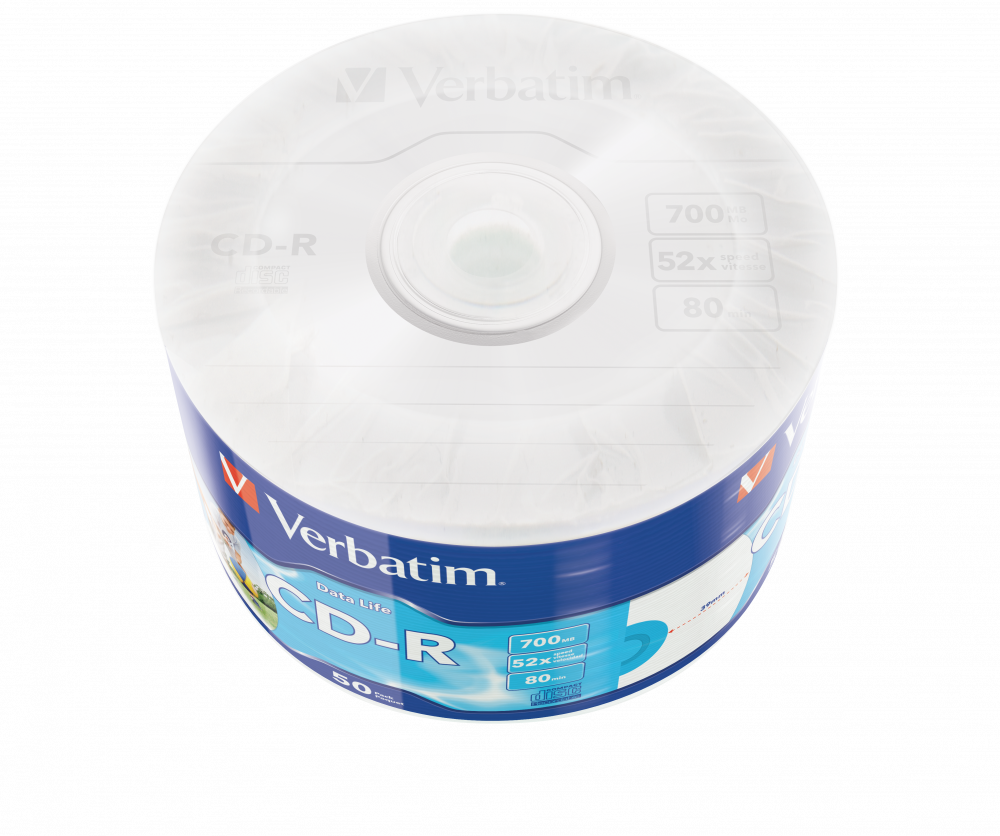 CD R Inkjet Printable 50 Pack Wrap Spindle Verbatim