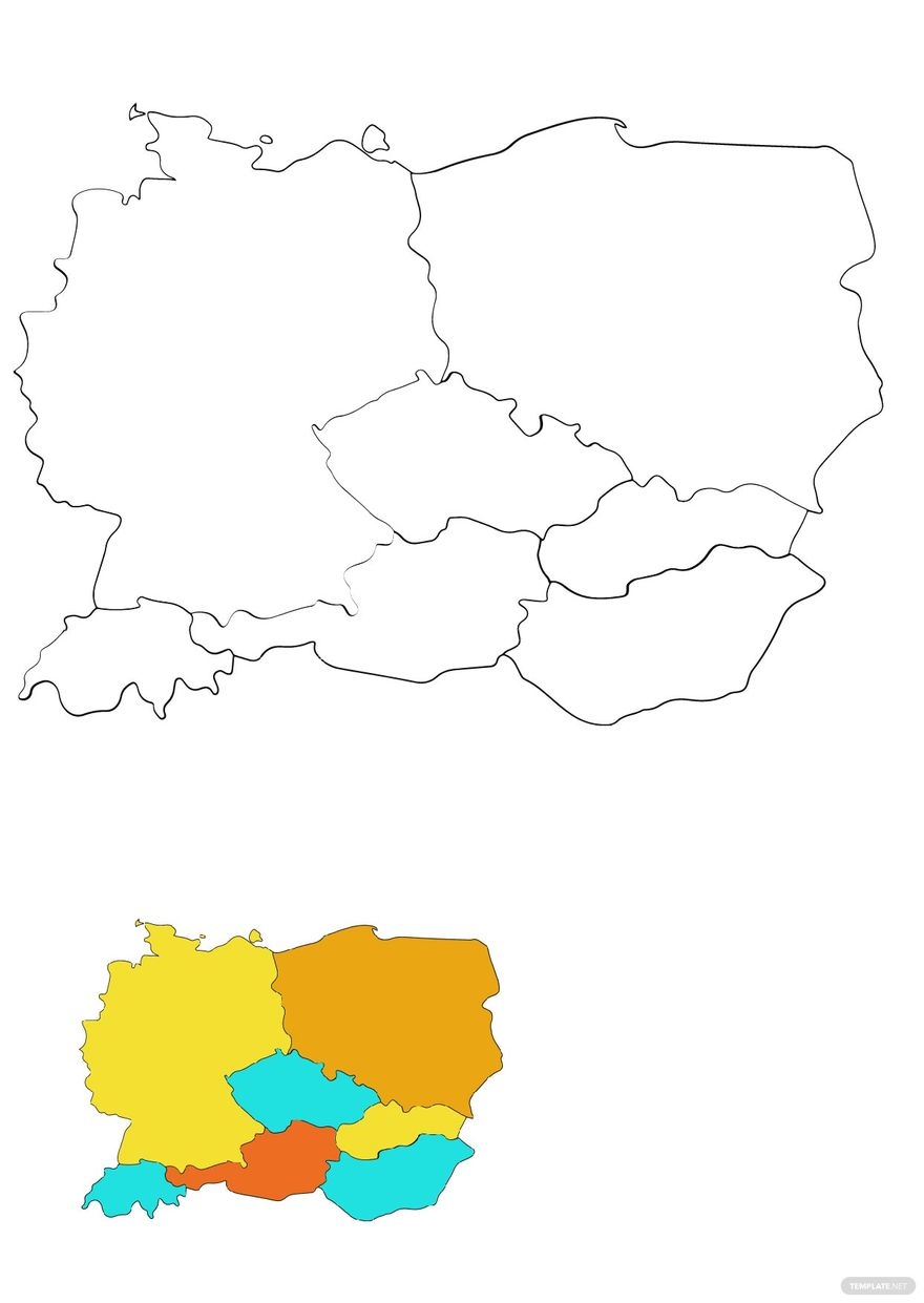 Central Europe Map Coloring Page In PDF Download Template