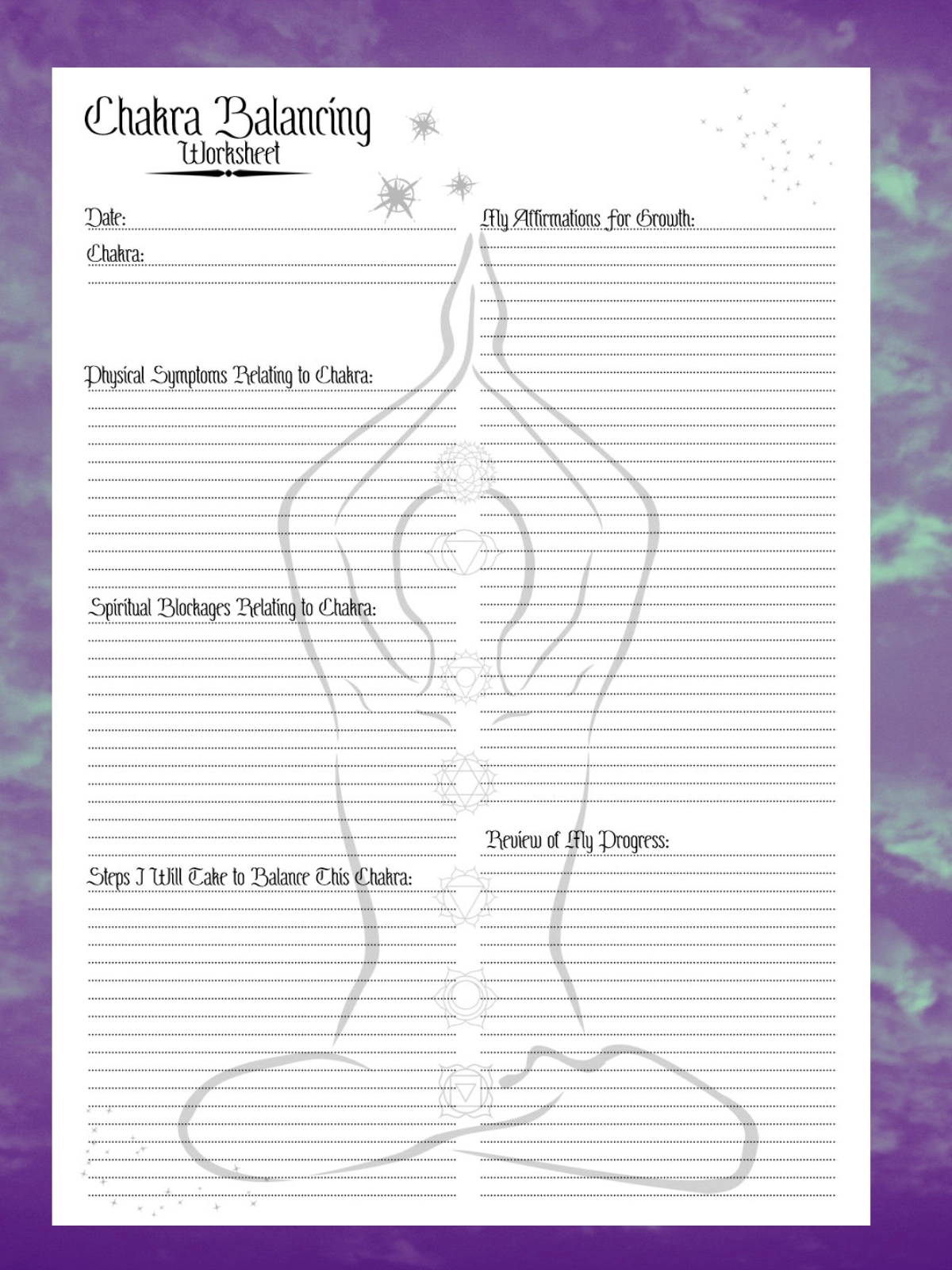 Chakra Printable Grimoire Pages