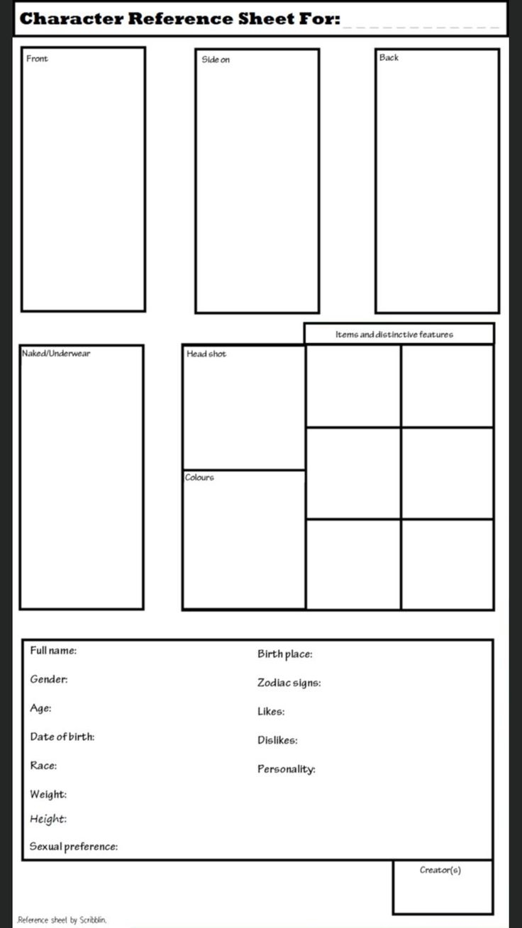 Character Reference Sheet Template