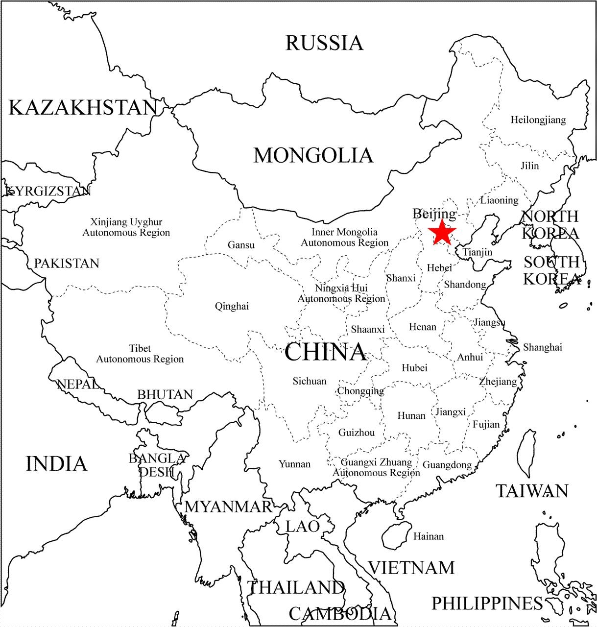 China Map Outline China Outline Map Eastern Asia Asia 
