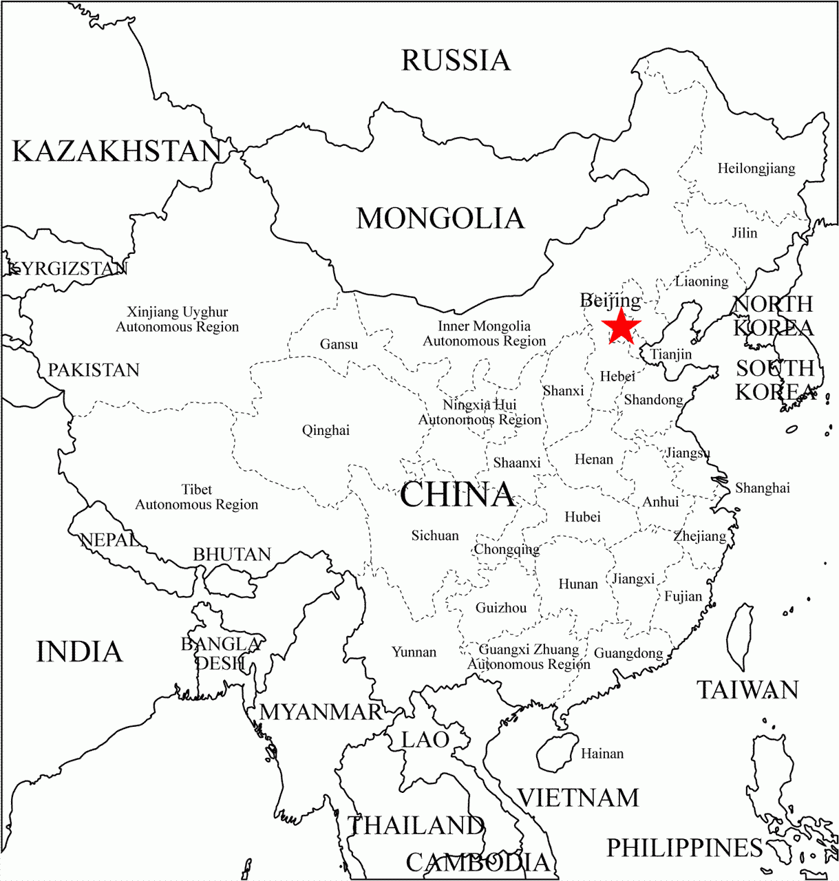 Blank Map Of China Printable