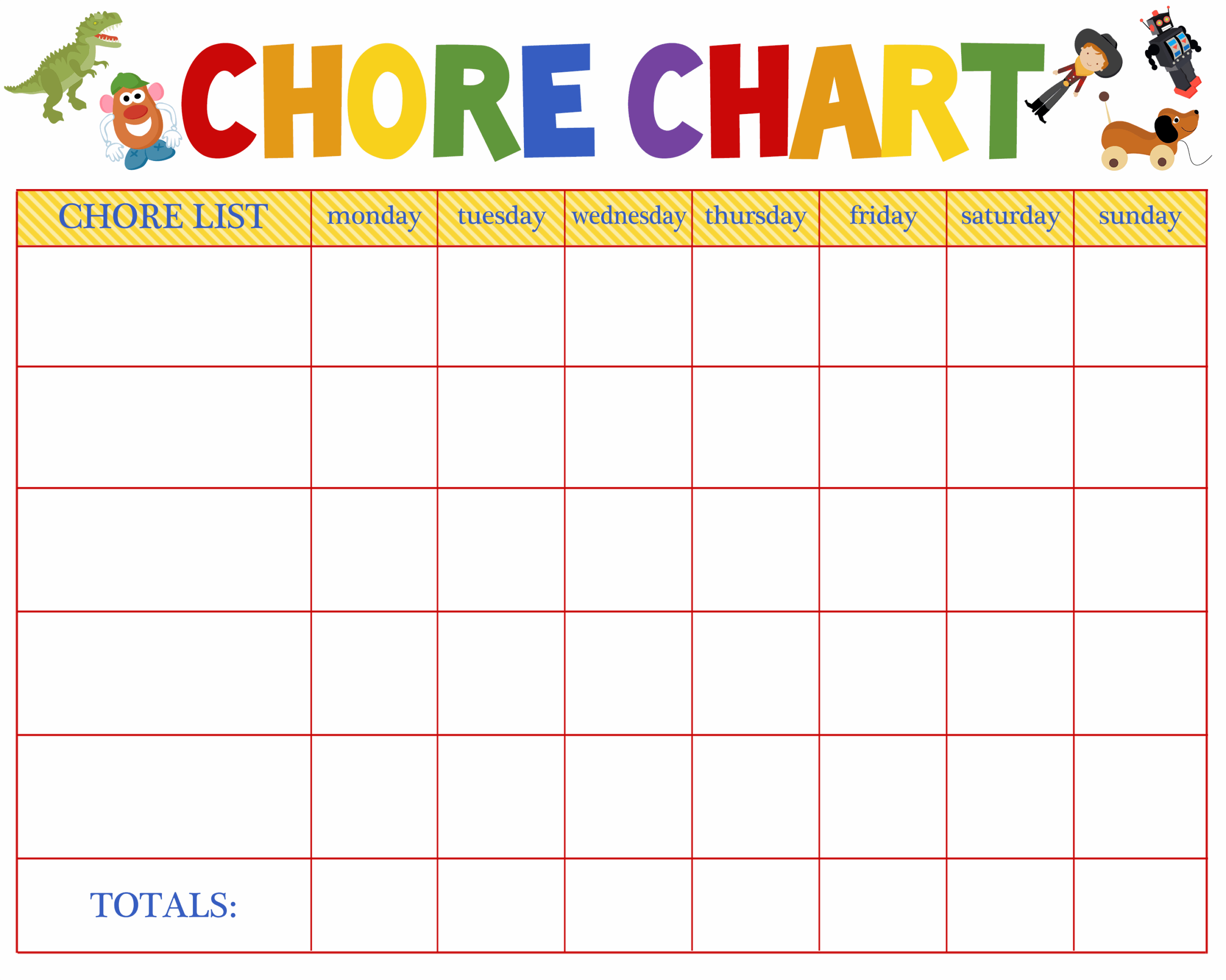 Free Printable Blank Kids Charts