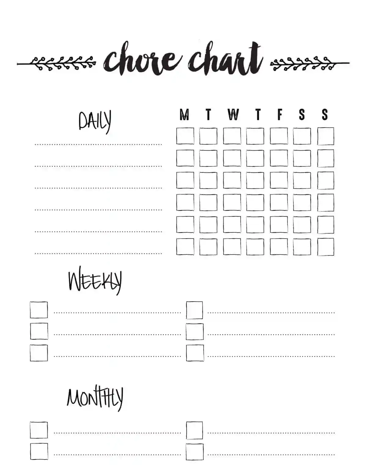 Blank Printable Charts For Teachers
