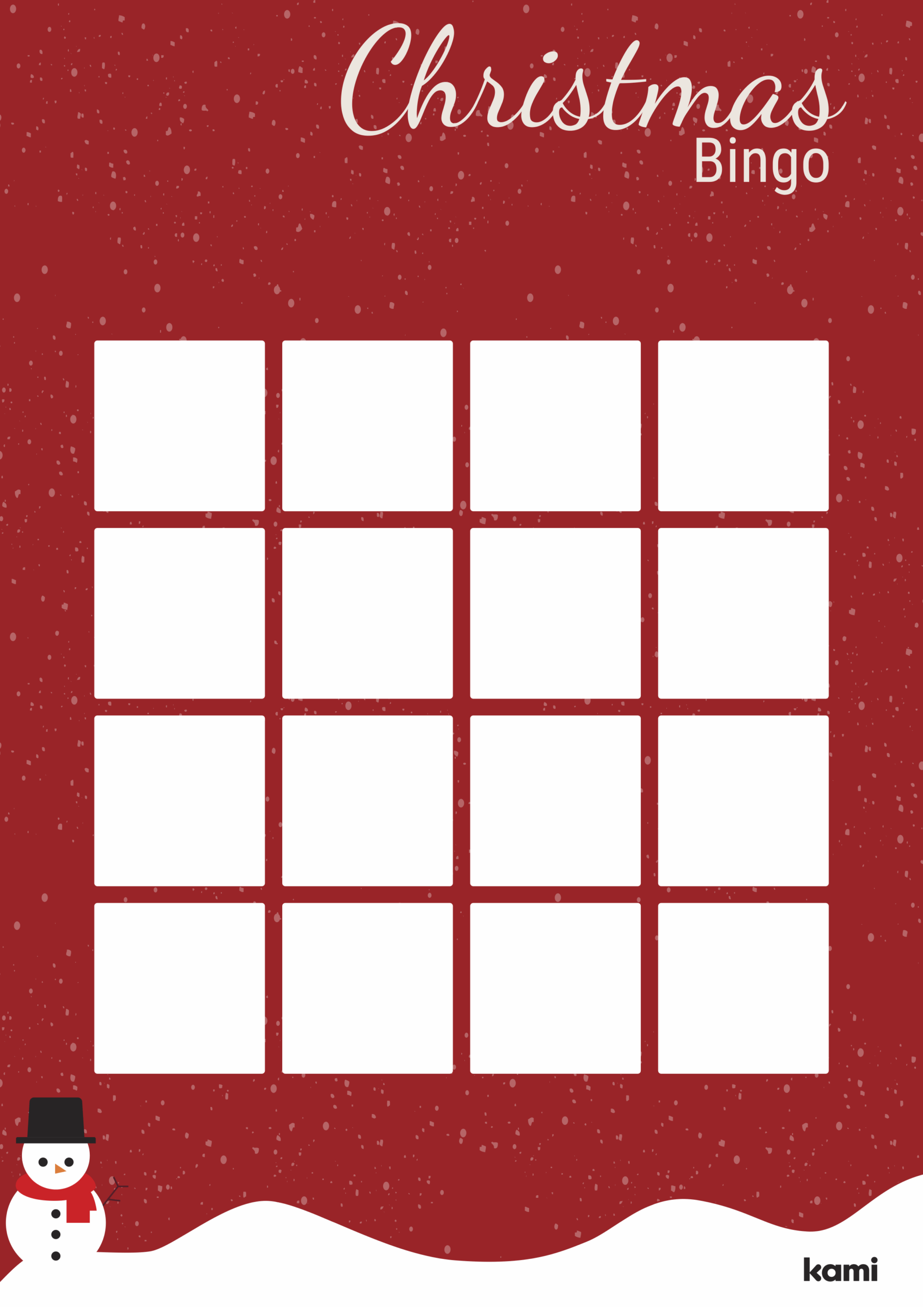 Christmas Bingo Snowman Blank For Teachers Perfect For Grades 