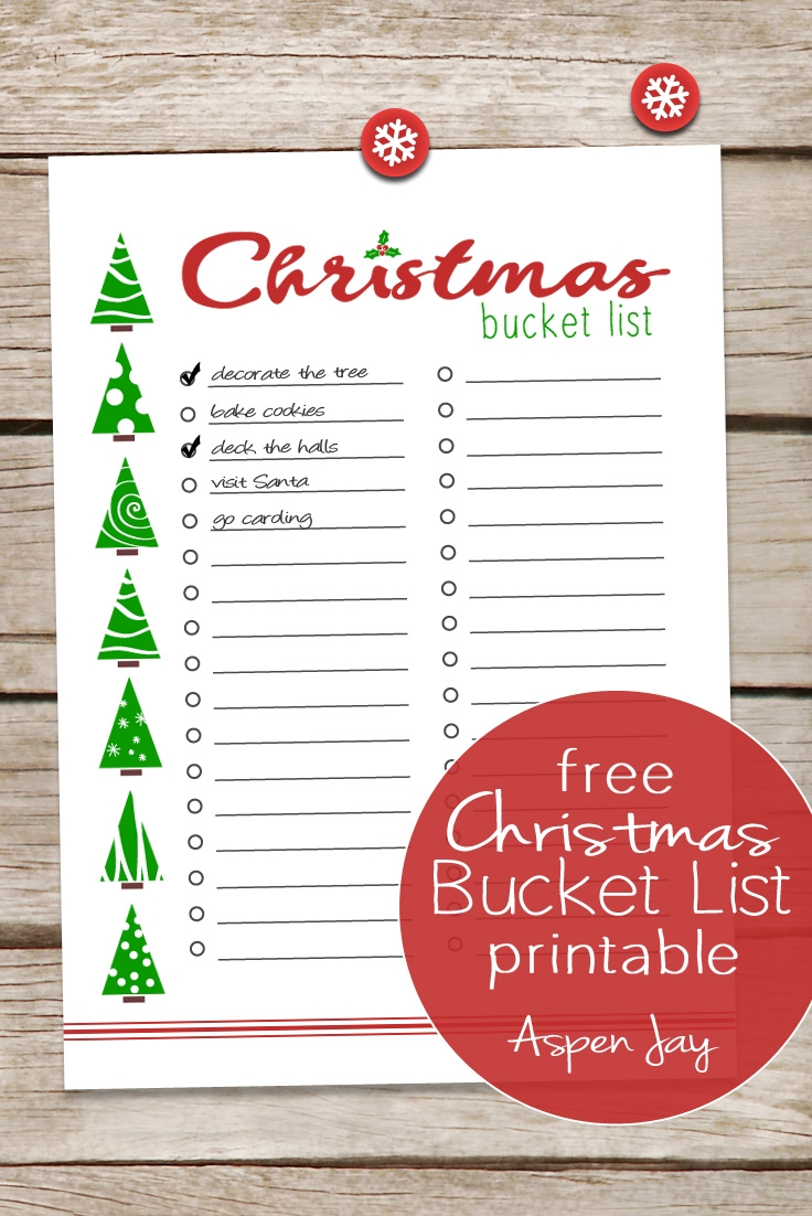 Christmas Bucket List Printable Blank