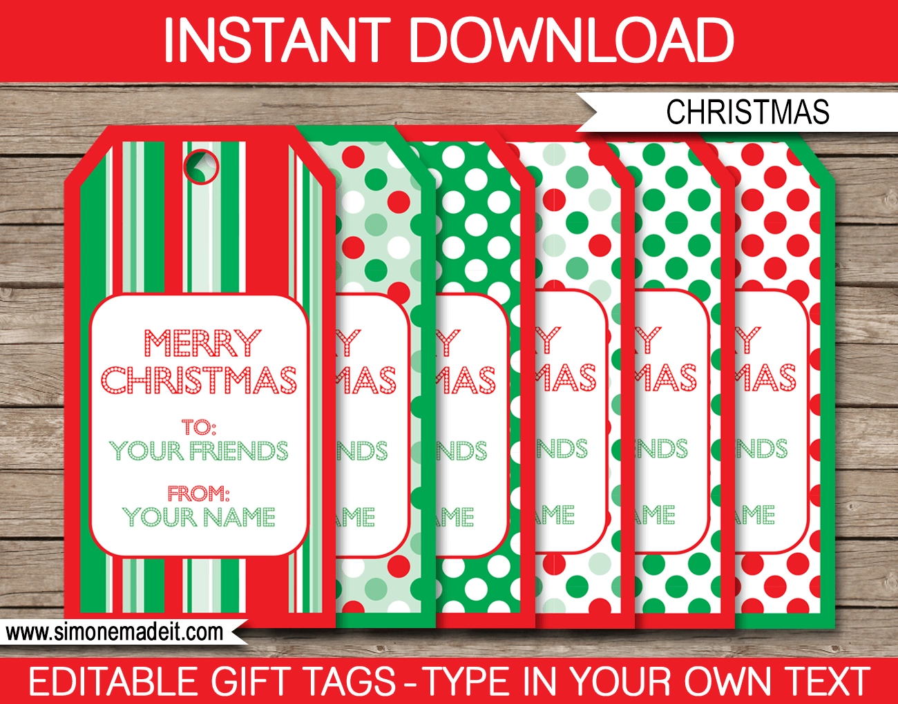 Christmas Gift Tags Template Red amp Green