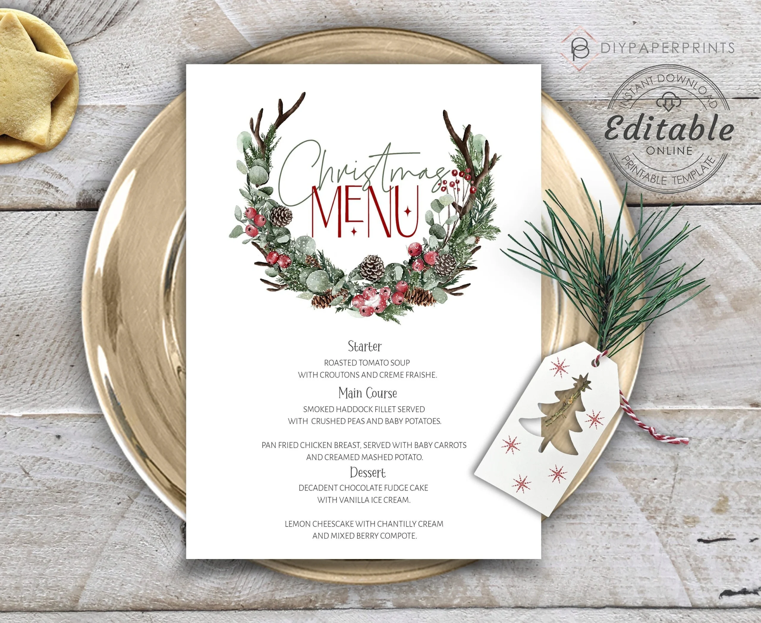 Printable Blank Christmas Menu Template