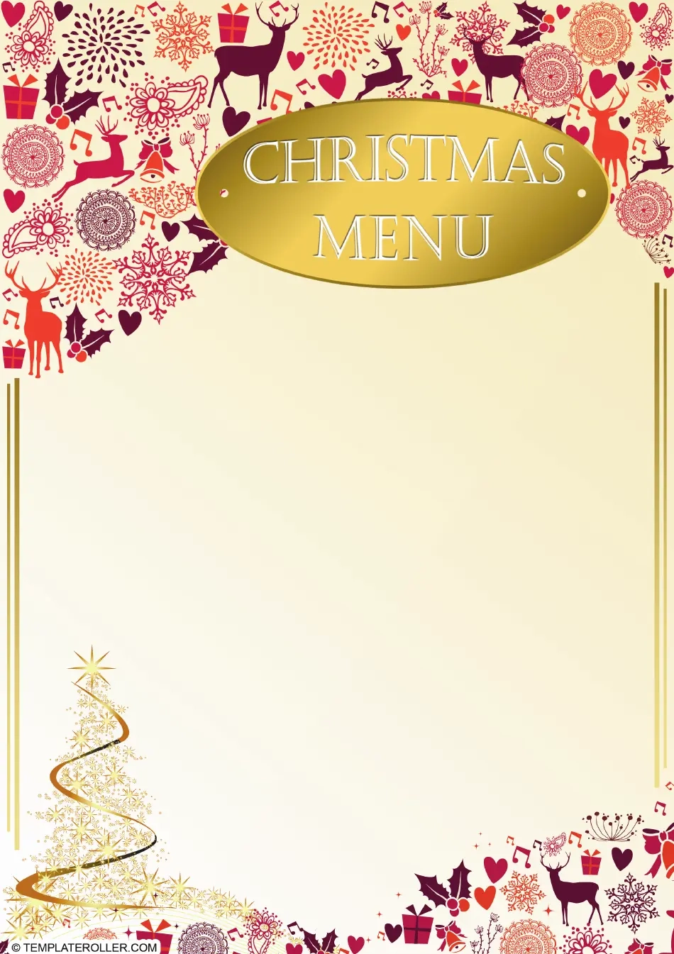 Christmas Menu Template Yellow Download Printable PDF 