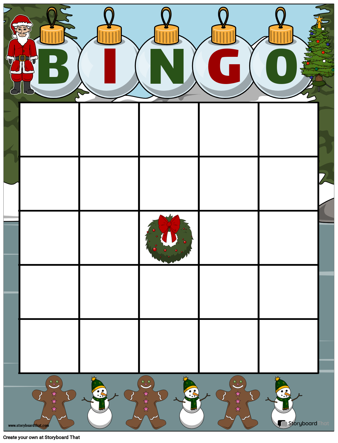 Christmas Themed Bingo Card Activity Storyboard
