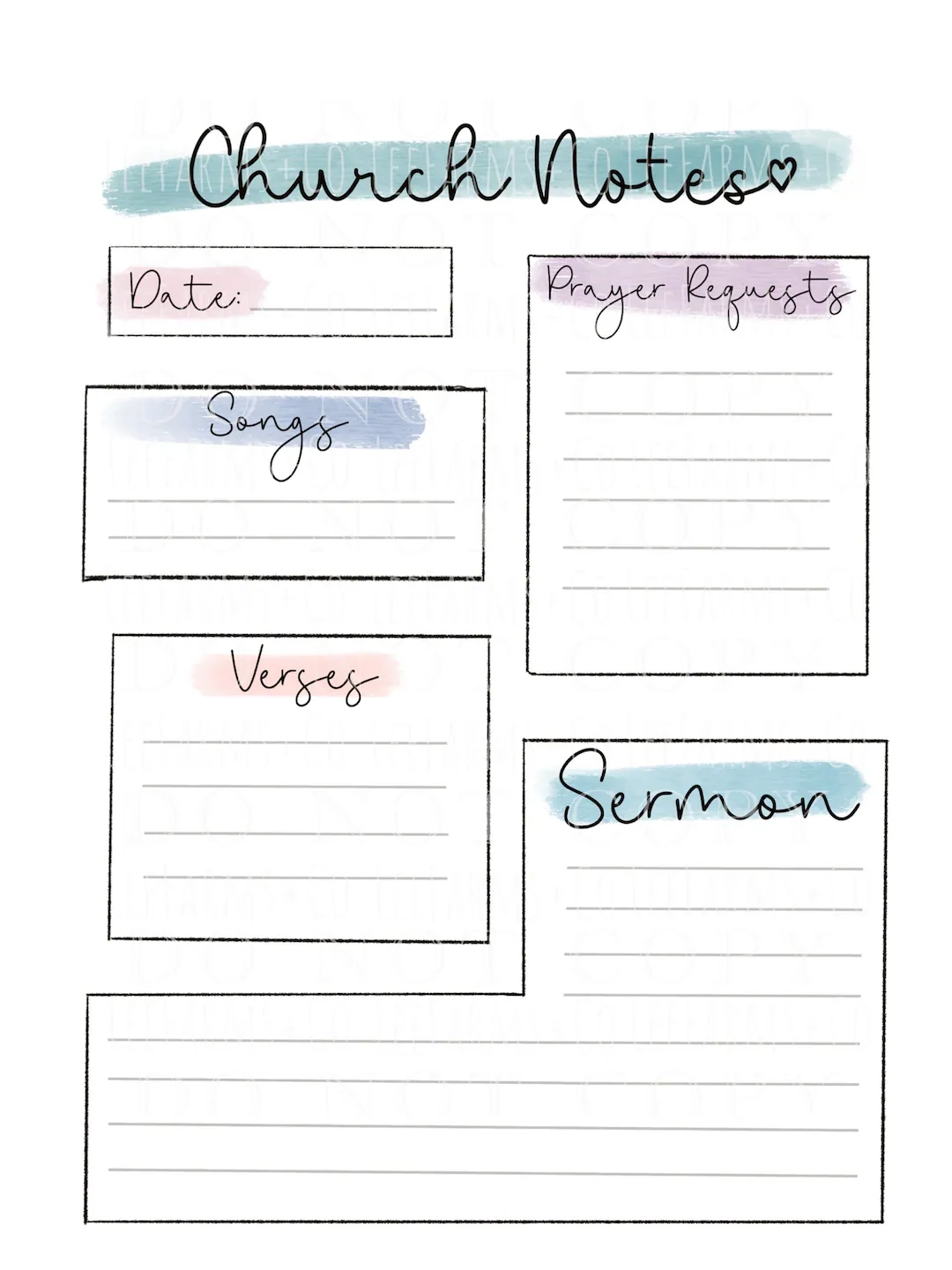 Church Note Template PNG Etsy