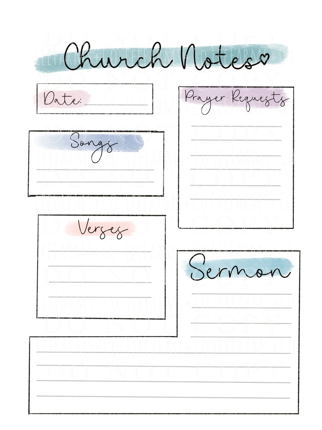 Church Note Template PNG Etsy