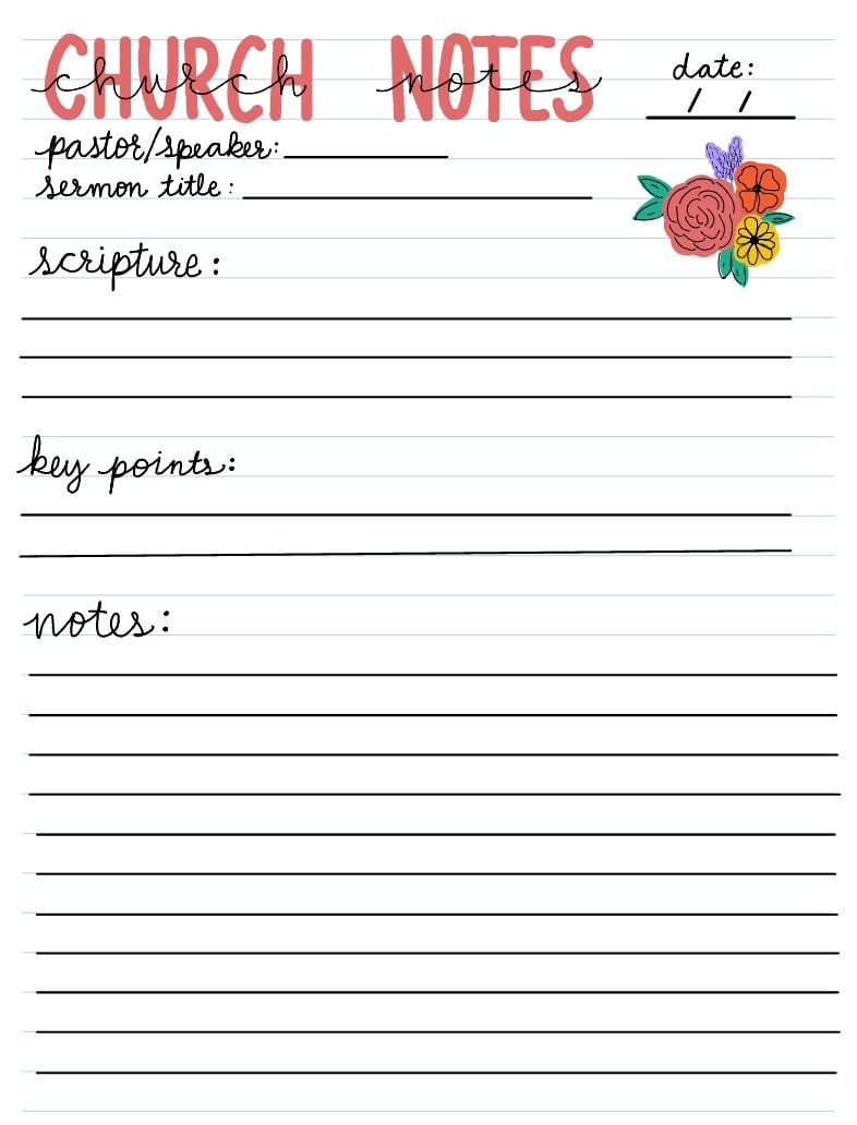 Printable Blank Church Notes