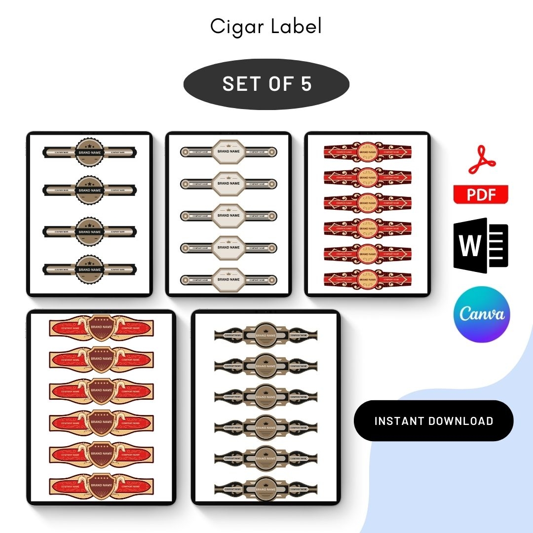 Cigar Label Template Printable PDF Word Editable 