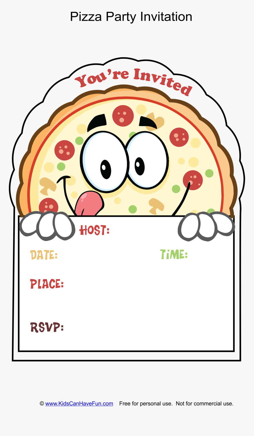 Pizza Printable Blank Invitation