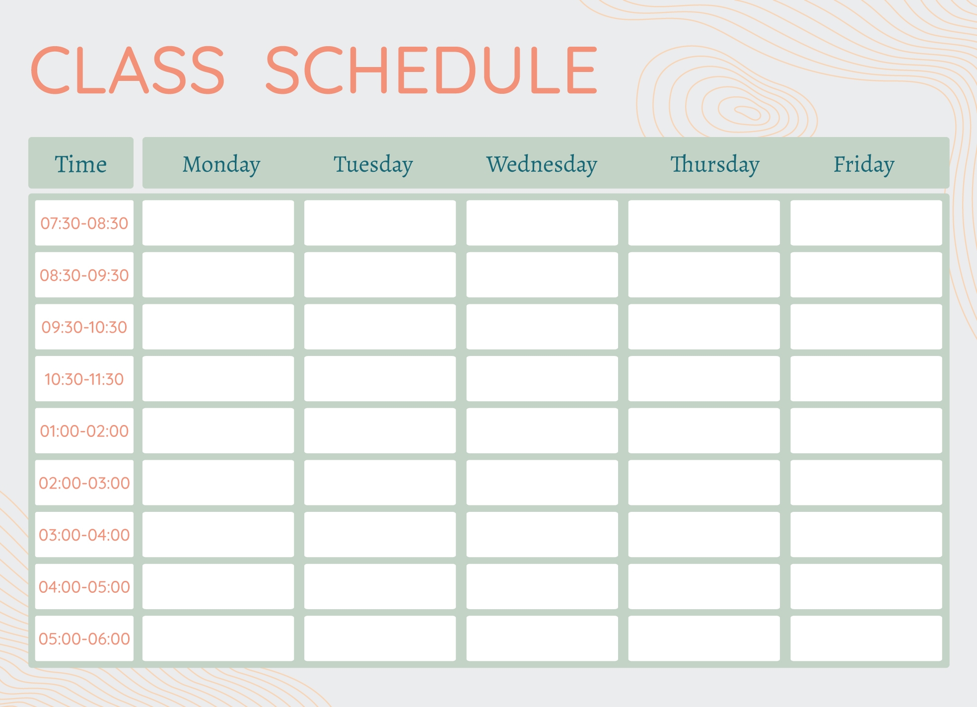 College Student Class Schedule Free Google Docs Template Gdoc io
