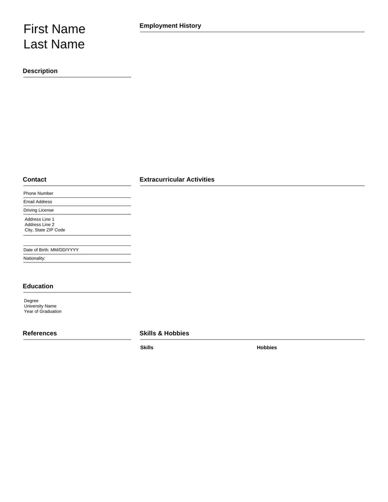 College Student Resume Template Fill And Sign With Lumin