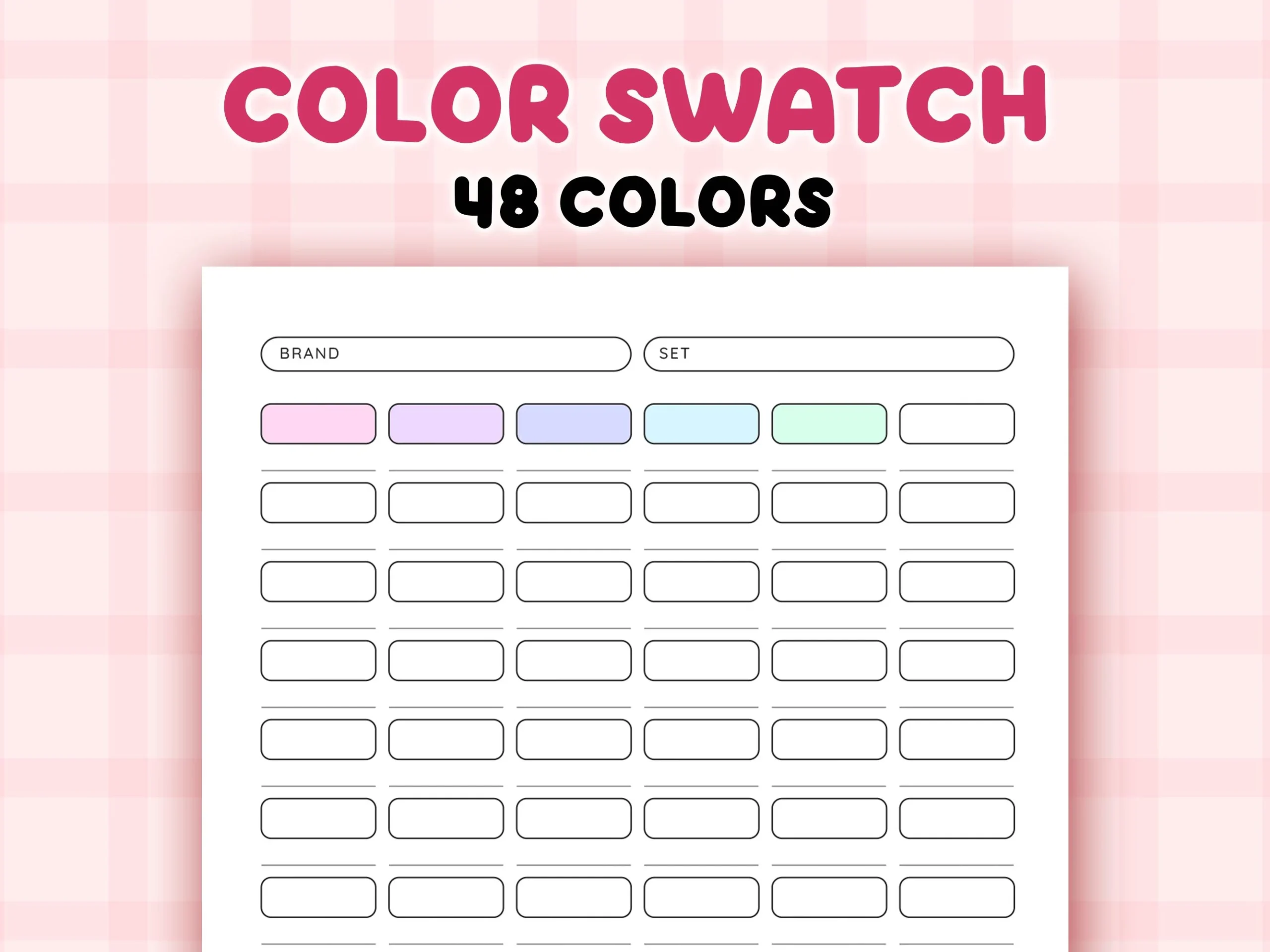 Color Swatch Chart Printable Blank Color Swatches Sheets PDF 