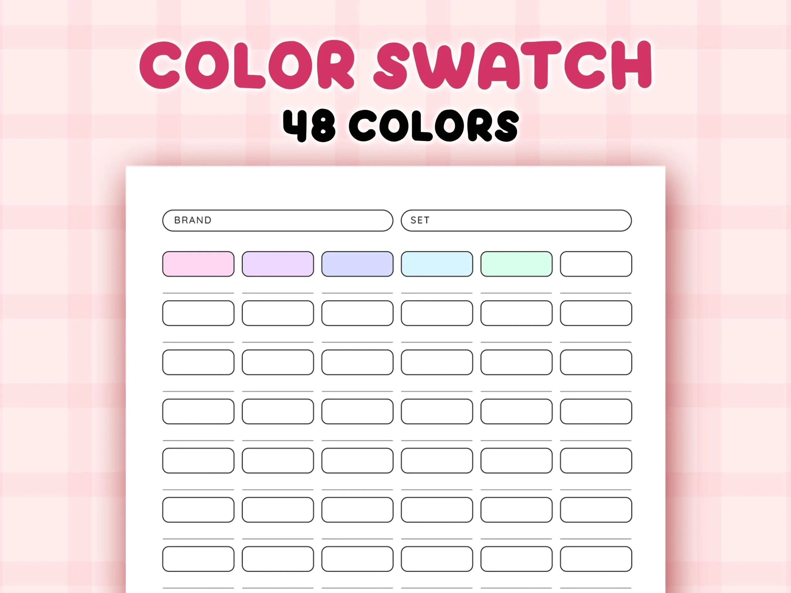 Color Swatch Chart Printable Blank Color Swatches Sheets PDF 