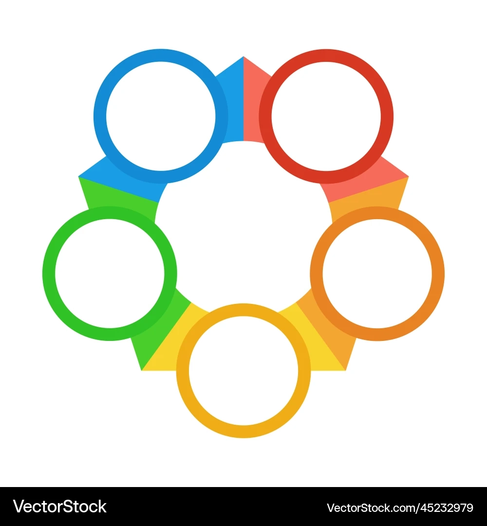 Colorful Pentagon Shape With Blank Circles Vector Image