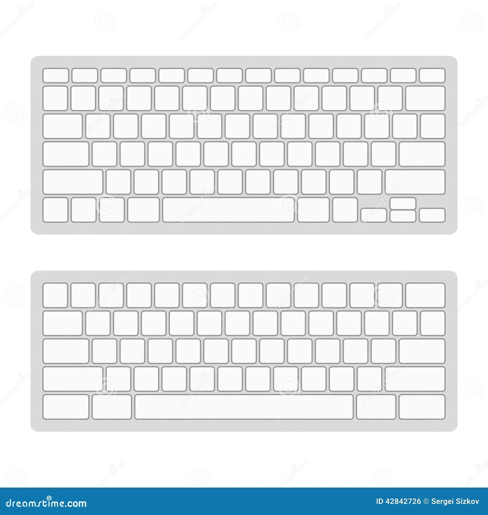Computer Keyboard Blank Template Set Vector Stock Vector 