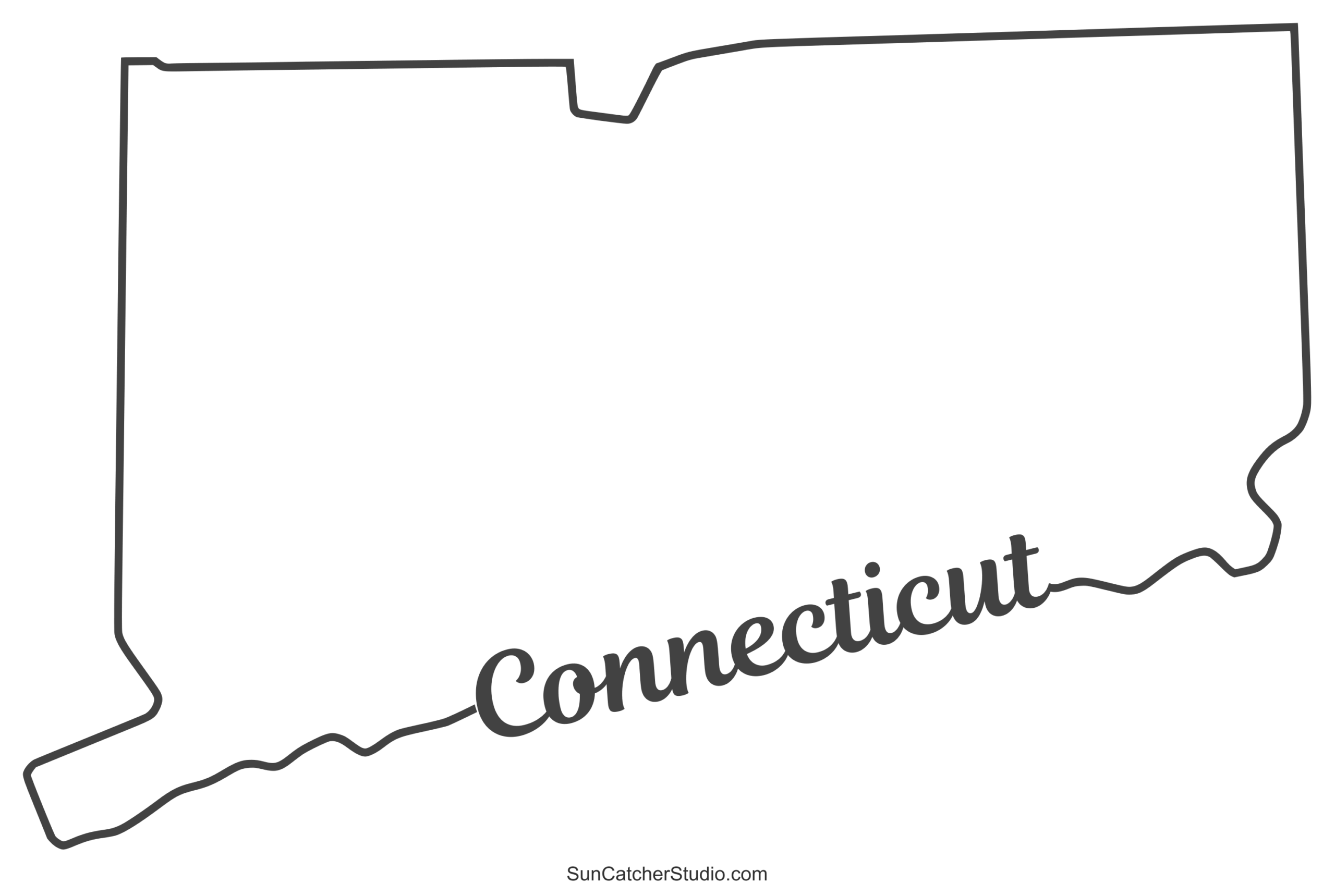 Connecticut Map Outline Printable State Shape Stencil 