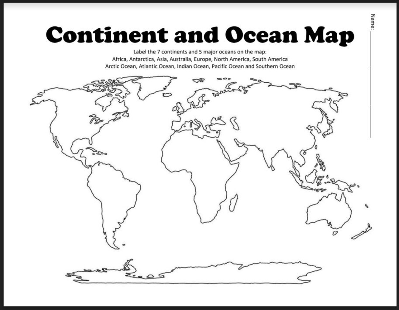 Continent And Ocean Map Worksheet Blank Amped Up Learning