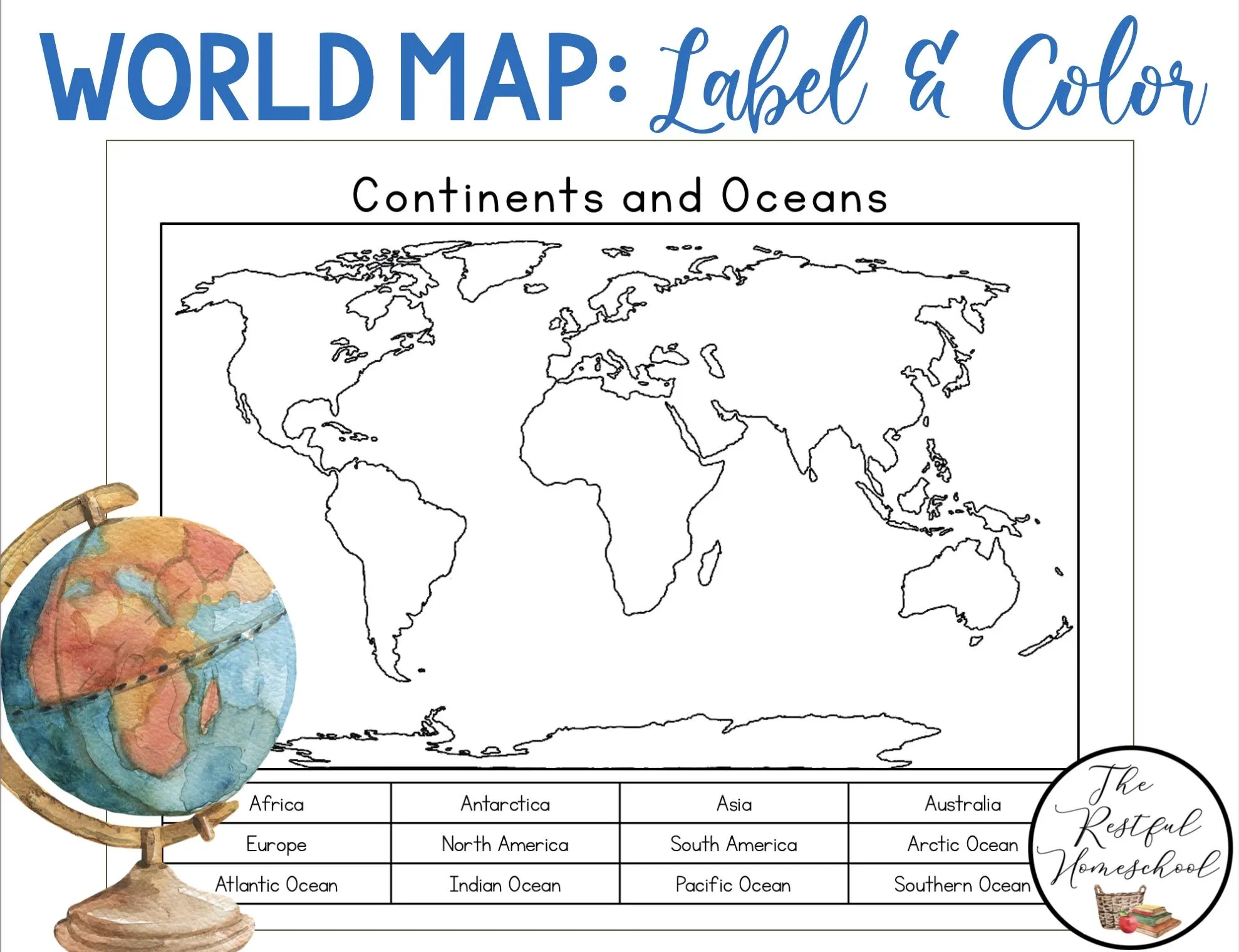 Blank World Map Continents Printable