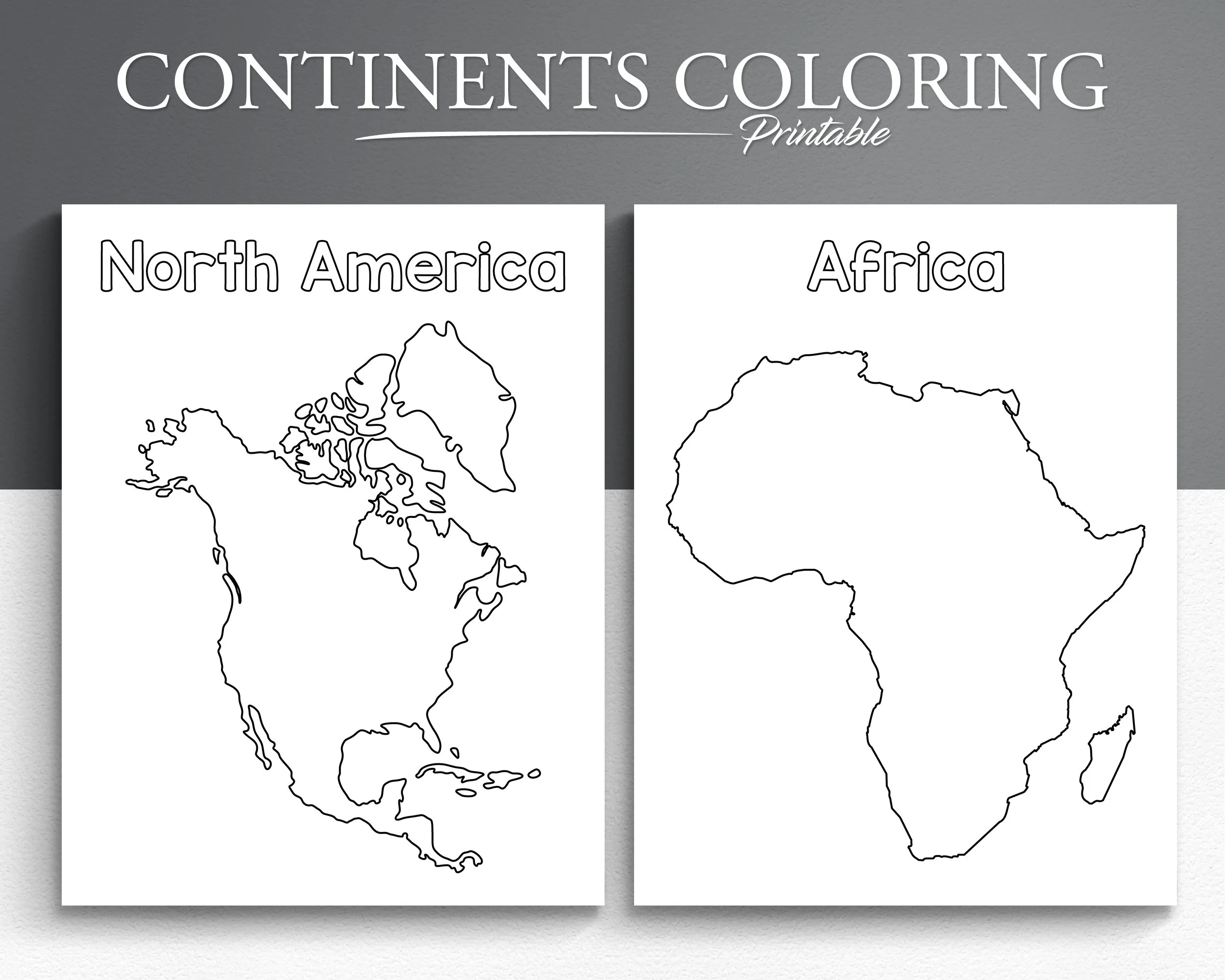 Continents Printable Etsy